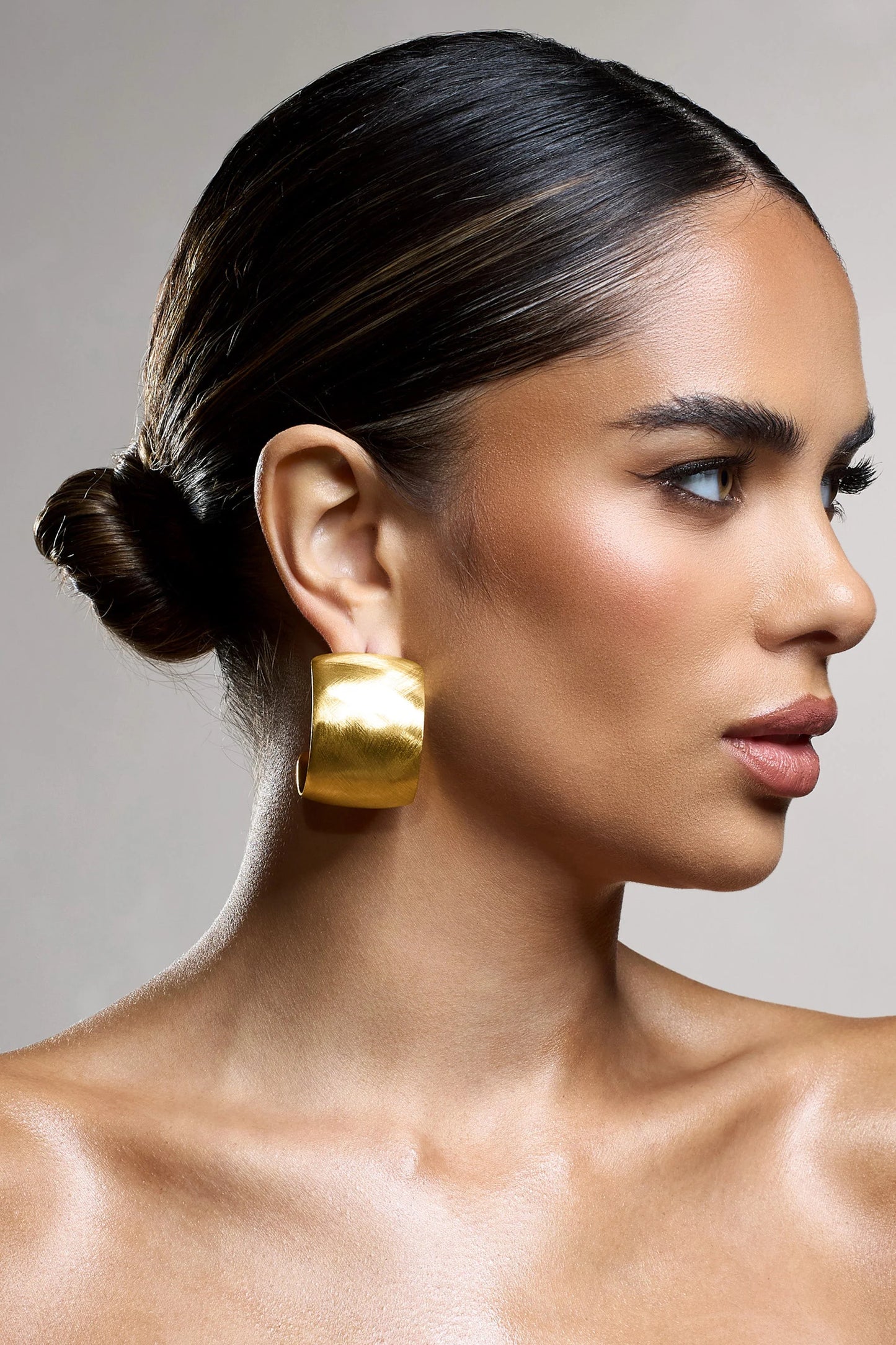 Babylon | Brushed Gold Chunky Statement Hoop Earrings