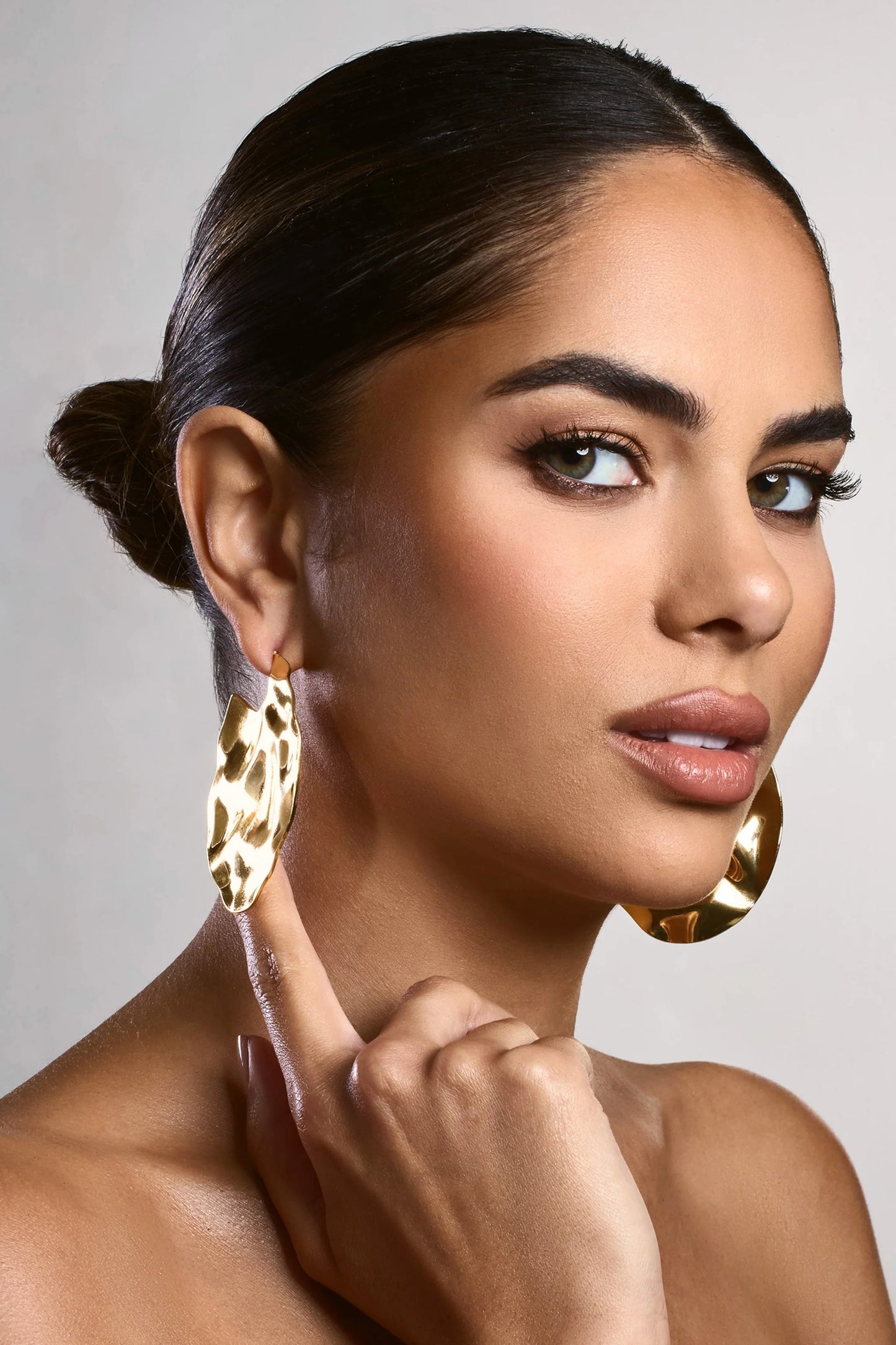 Ishani | Gold Textured Disc Earrings