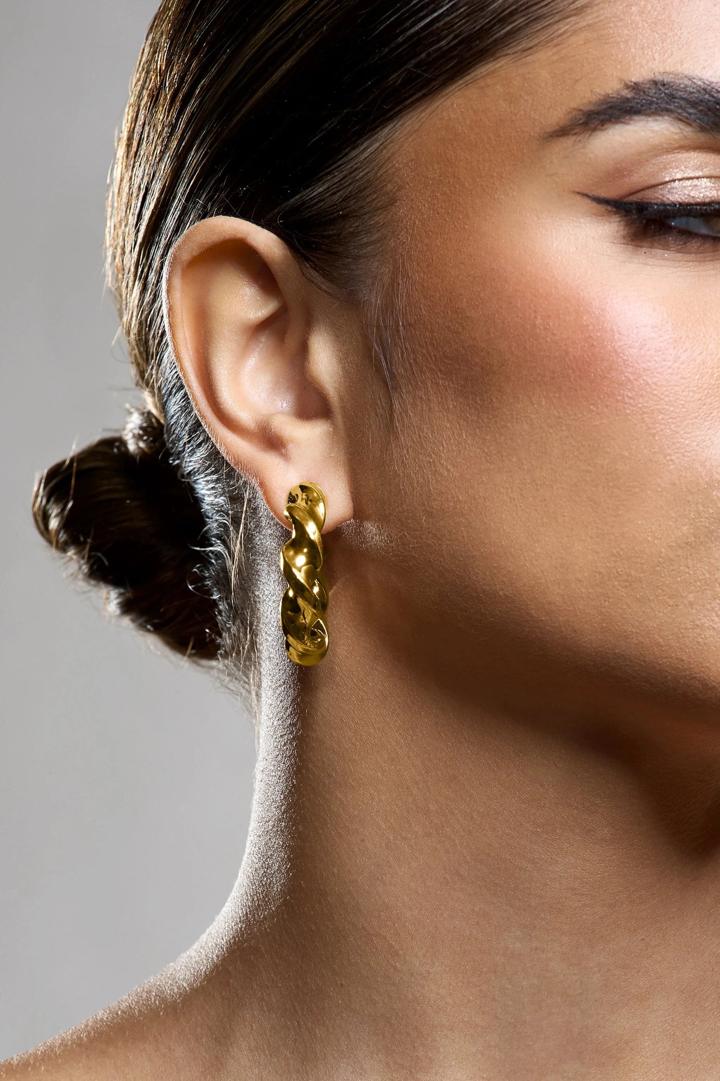 Greta | Gold Twisted Hoop Earrings