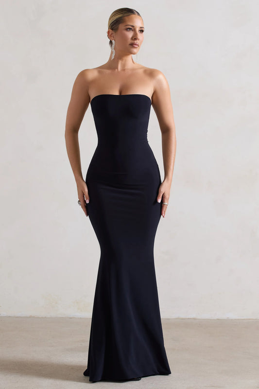 Ceremony | Navy Bandeau Fishtail Maxi Dress