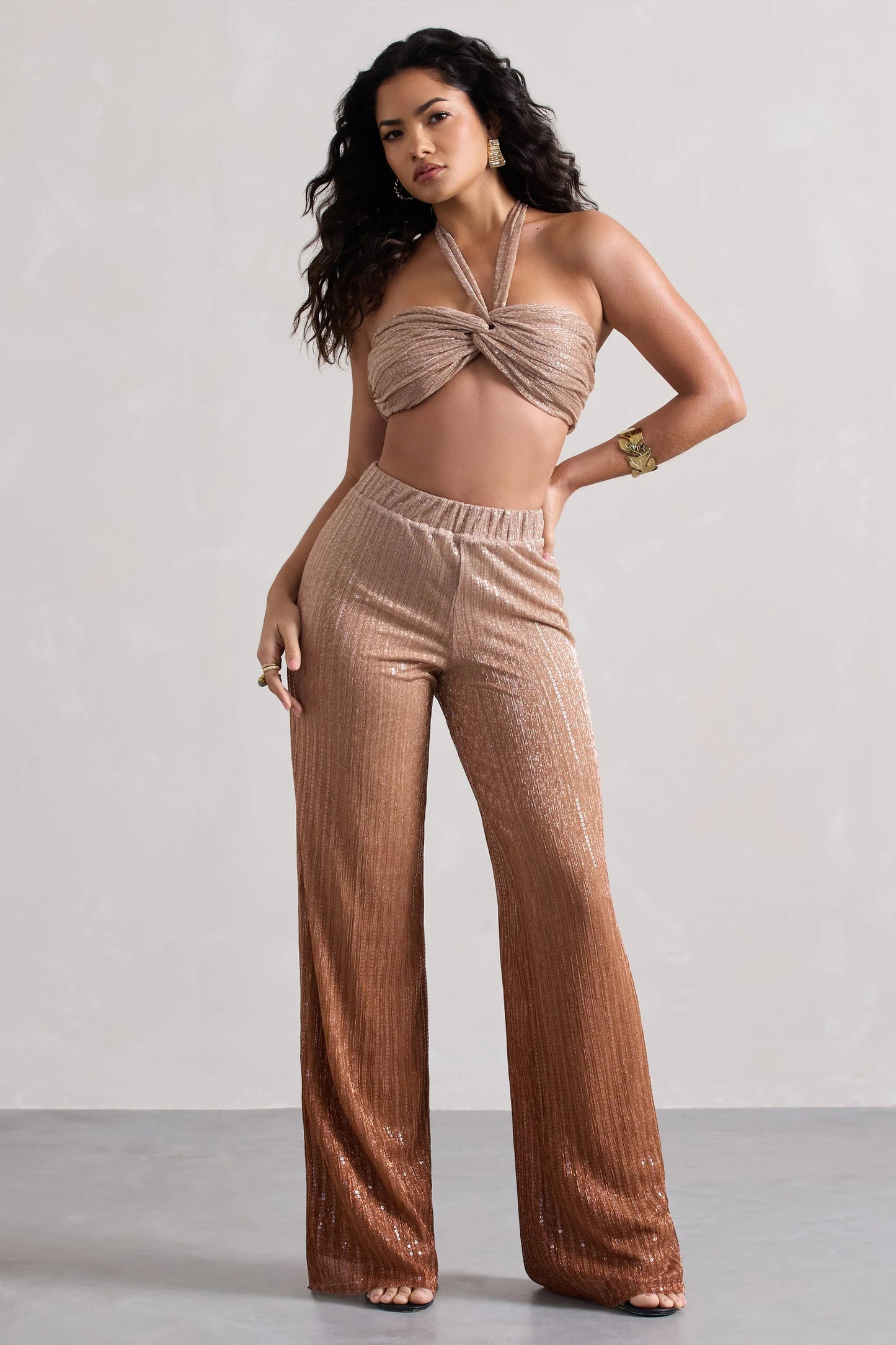 Connection | Gold Metallic Ombre Trousers