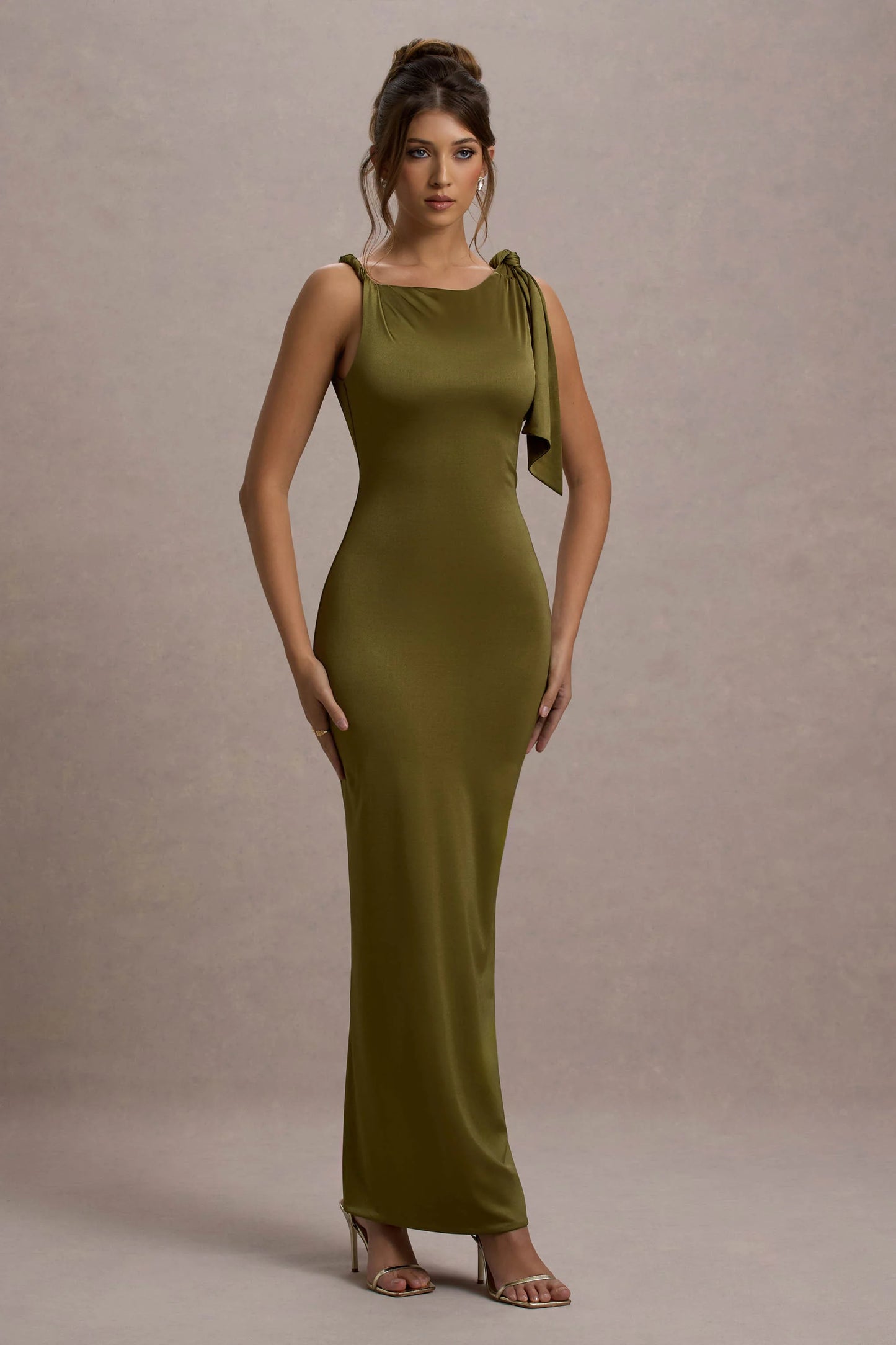 Kacey | Olive Twisted Knot Maxi Dress