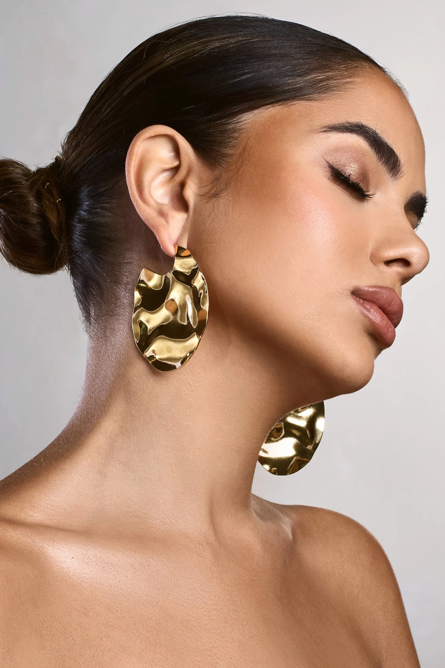 Ishani | Gold Textured Disc Earrings