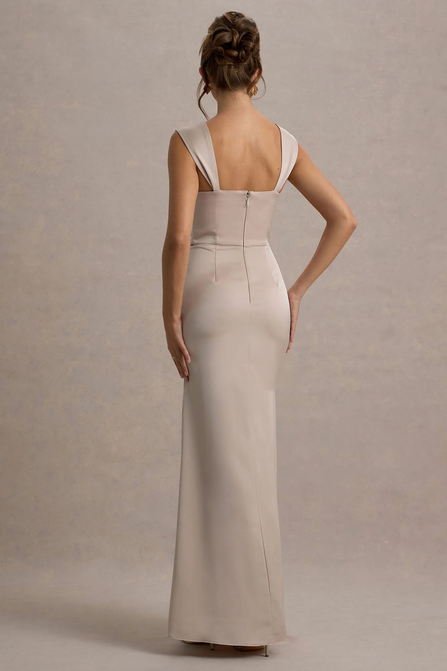 Admire | Champagne Satin Corset Wrap Maxi Dress