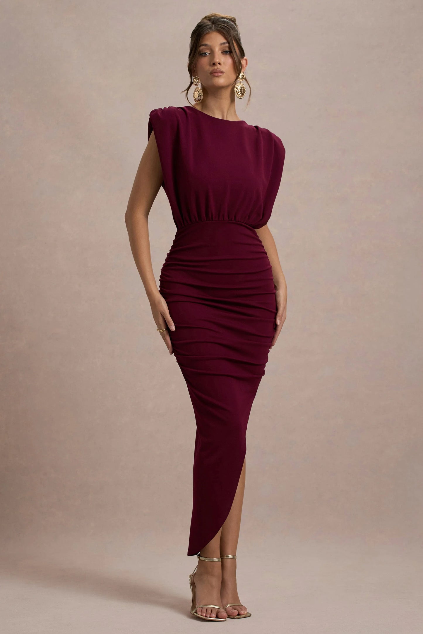 Jennifer | Port Sleeveless Maxi Dress With Asymmetric Hem