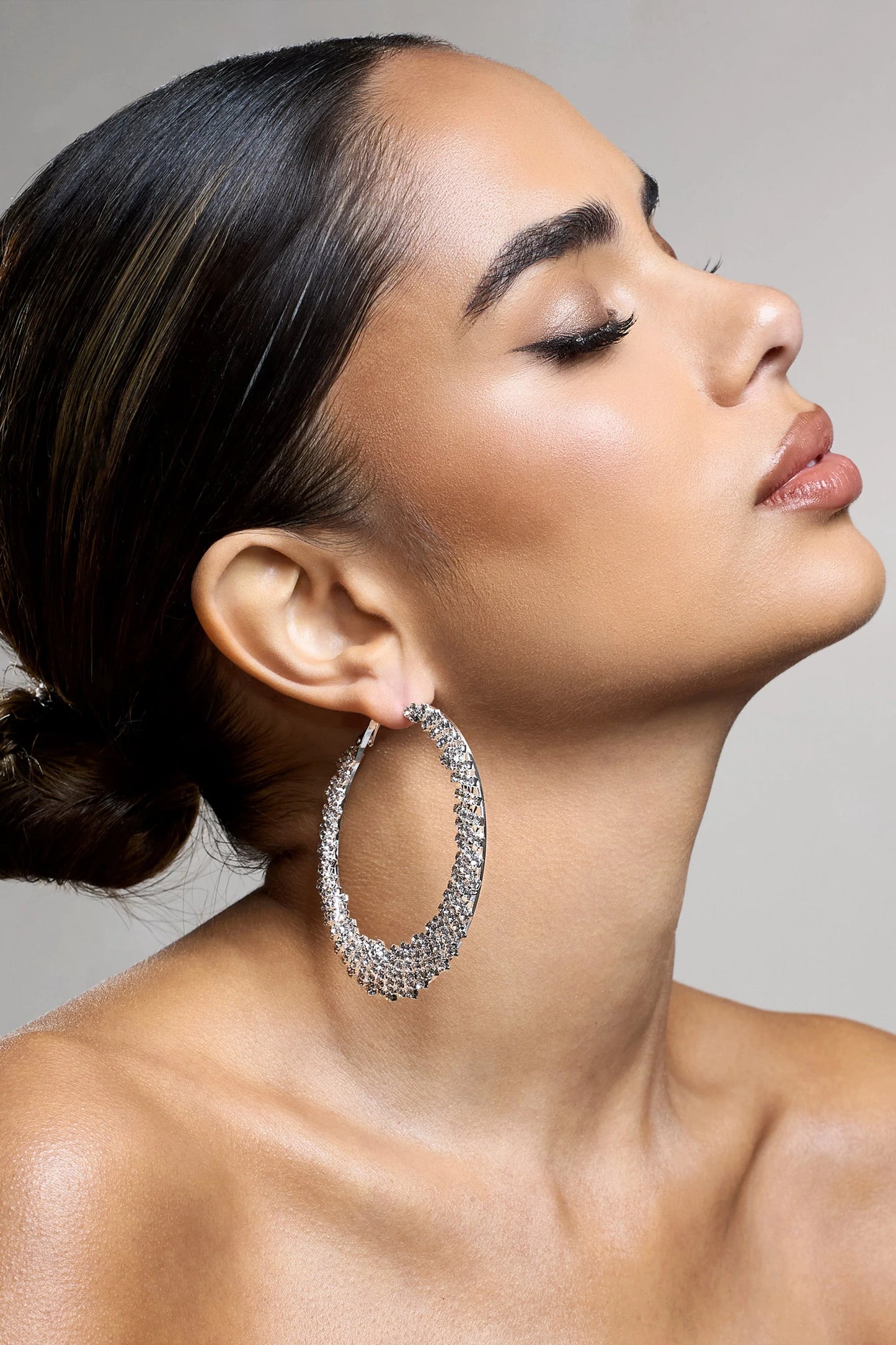 Corina | Silver Diamante Hoop Earrings