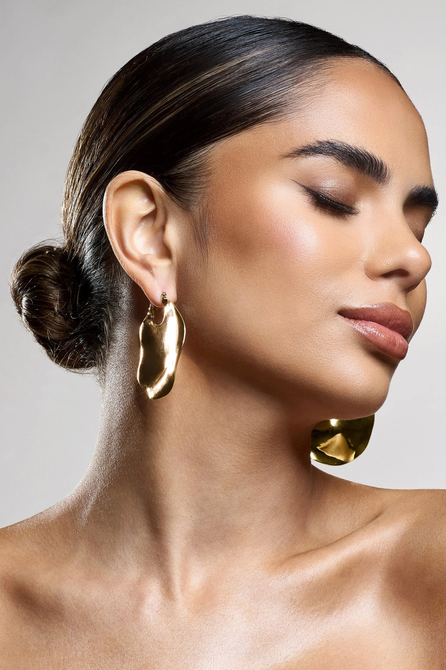 Carmel | Gold Textured Abstract Disc Earrings