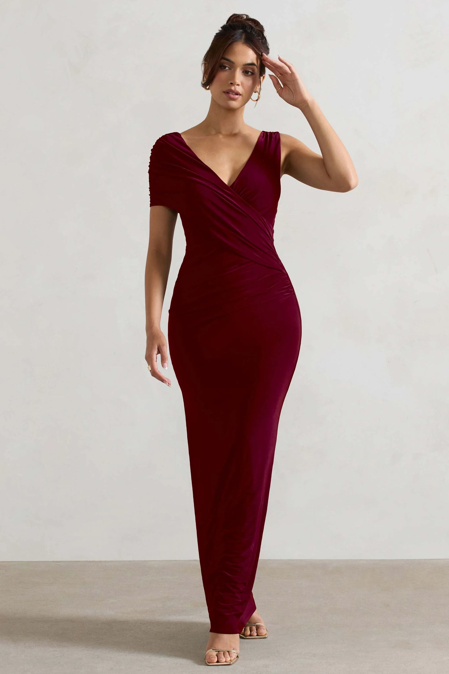 Capella | Berry Asymmetric Wrap Maxi Dress