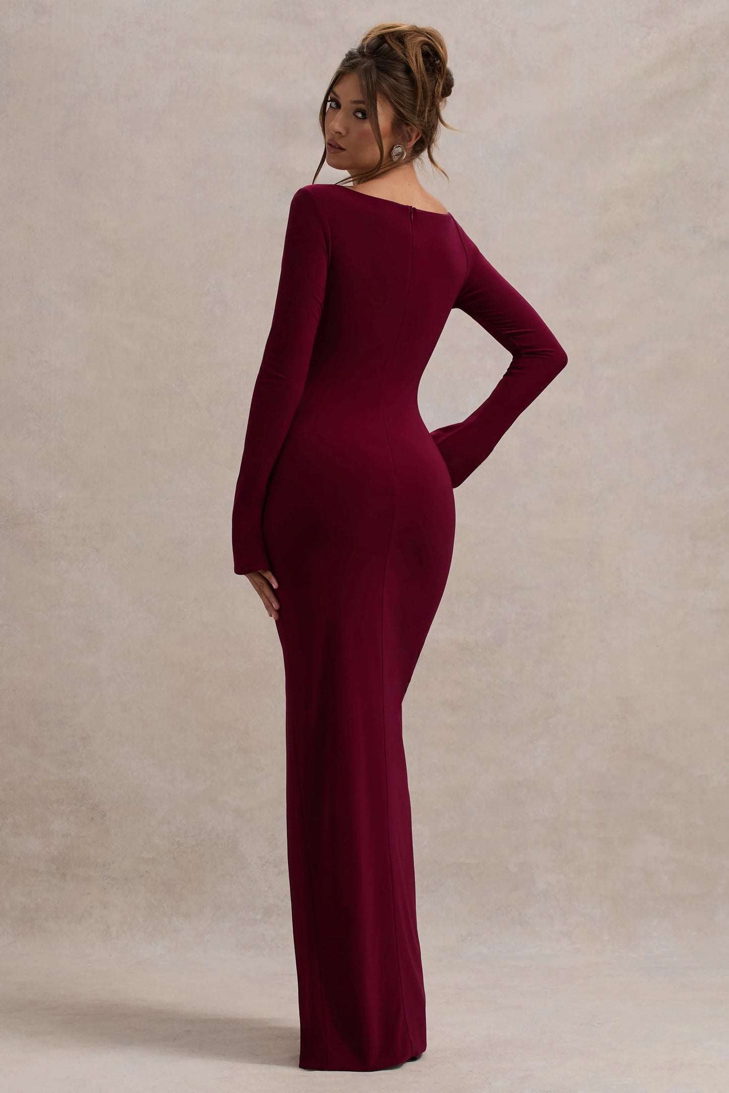 Cosmos | Port Asymmetric Long-Sleeve Split Maxi Dress