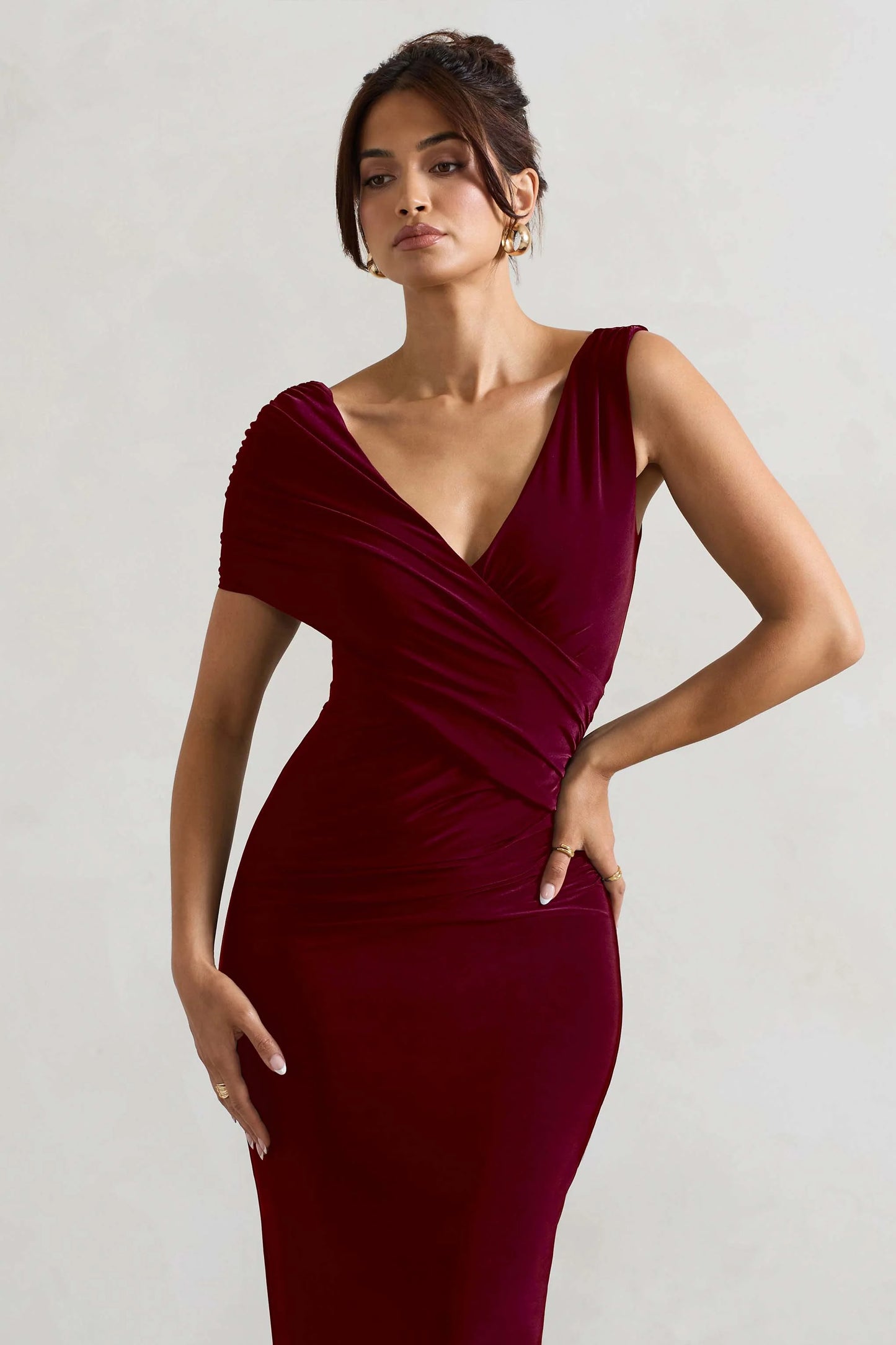 Capella | Berry Asymmetric Wrap Maxi Dress