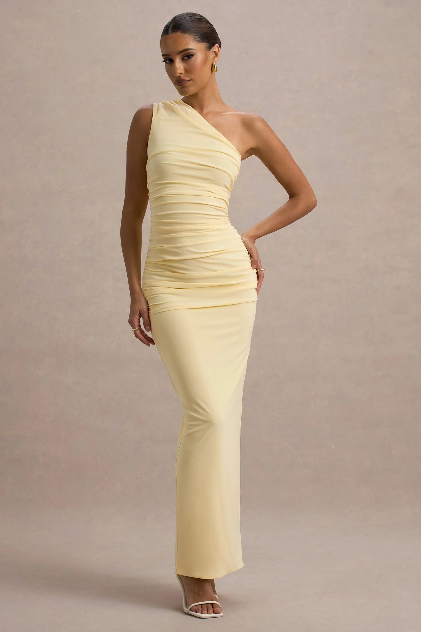 Dalarie | Lemon One-Shoulder Gathered Maxi Dress