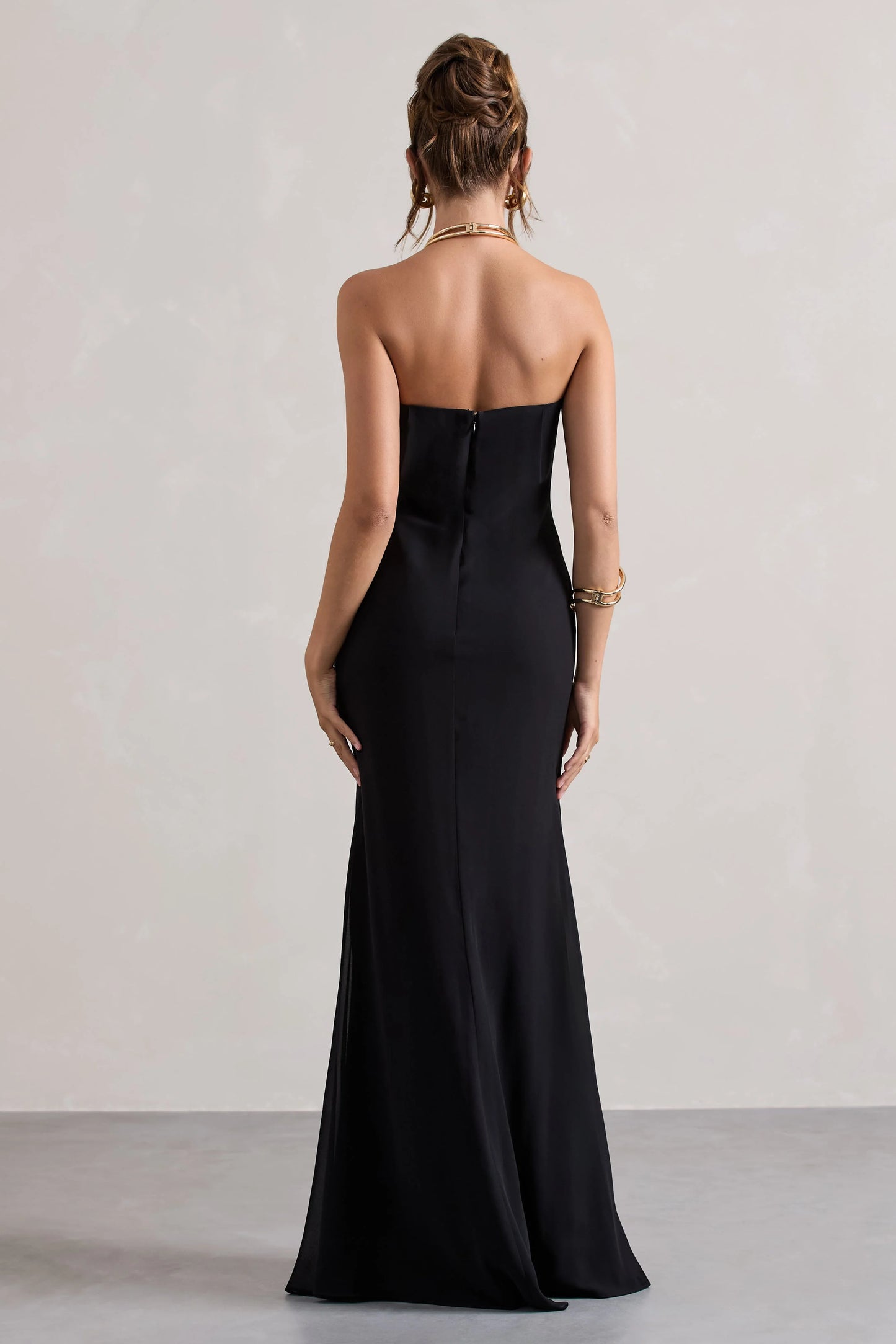 Kaz | Black Chiffon Sweetheart Maxi Dress