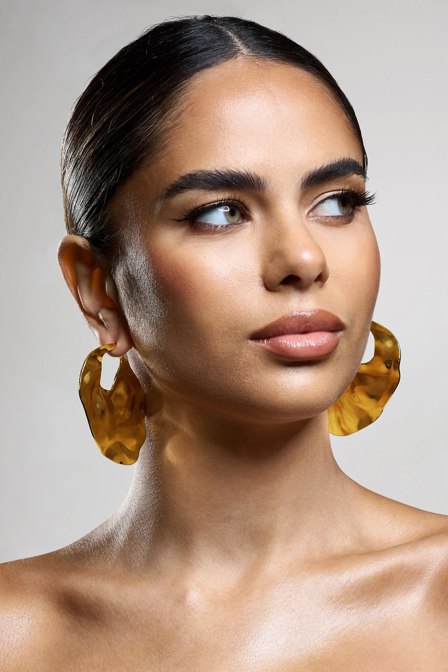 Journey | Gold Textured Abstract Disc Earrings