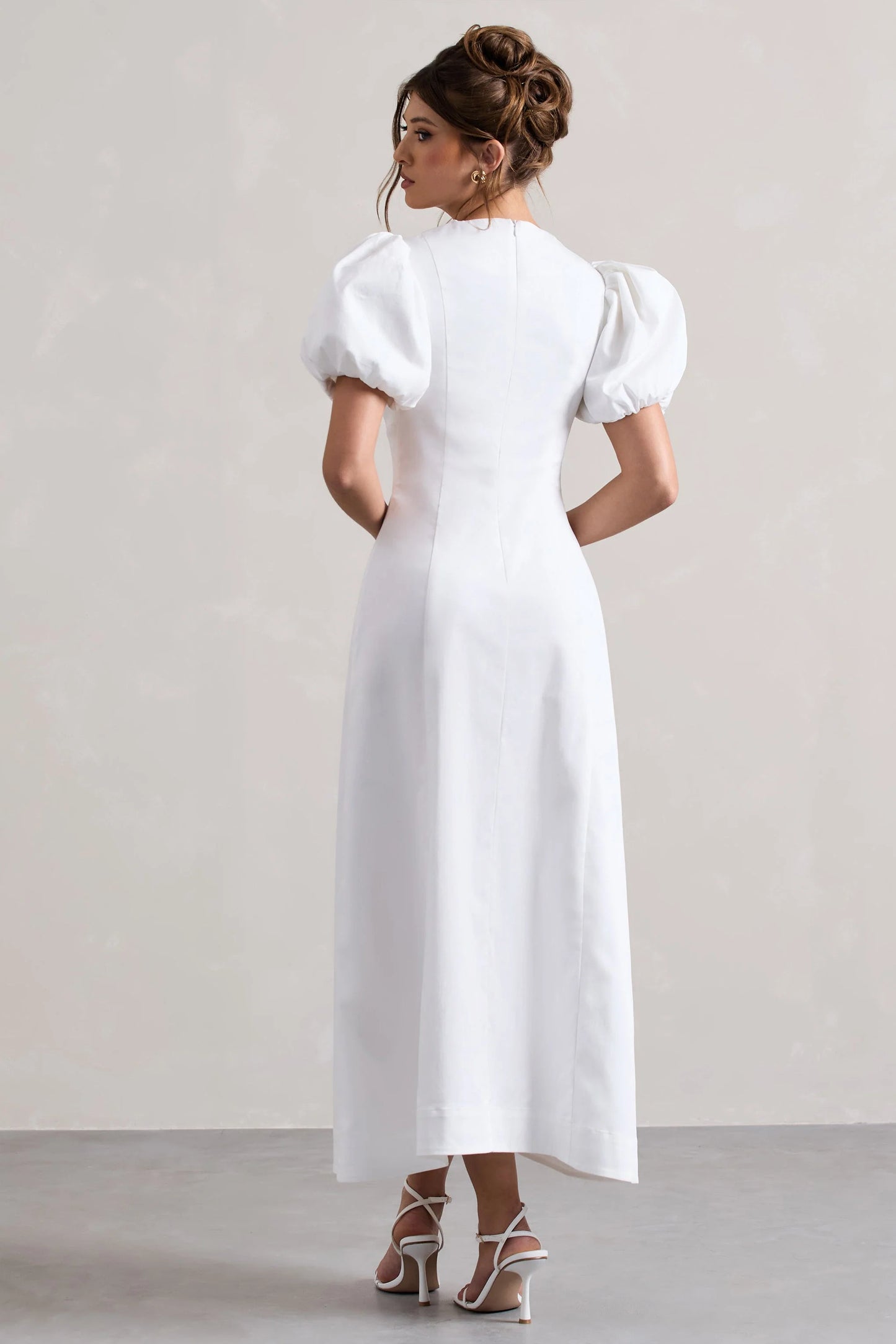 Hacienda | White Poplin Puff-Sleeve Maxi Dress