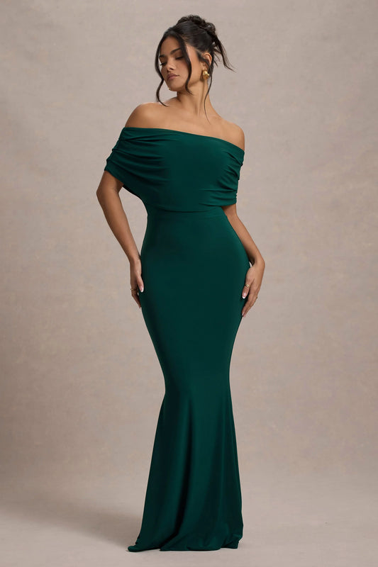 Bowden | Bottle Green Bardot Maxi Dress