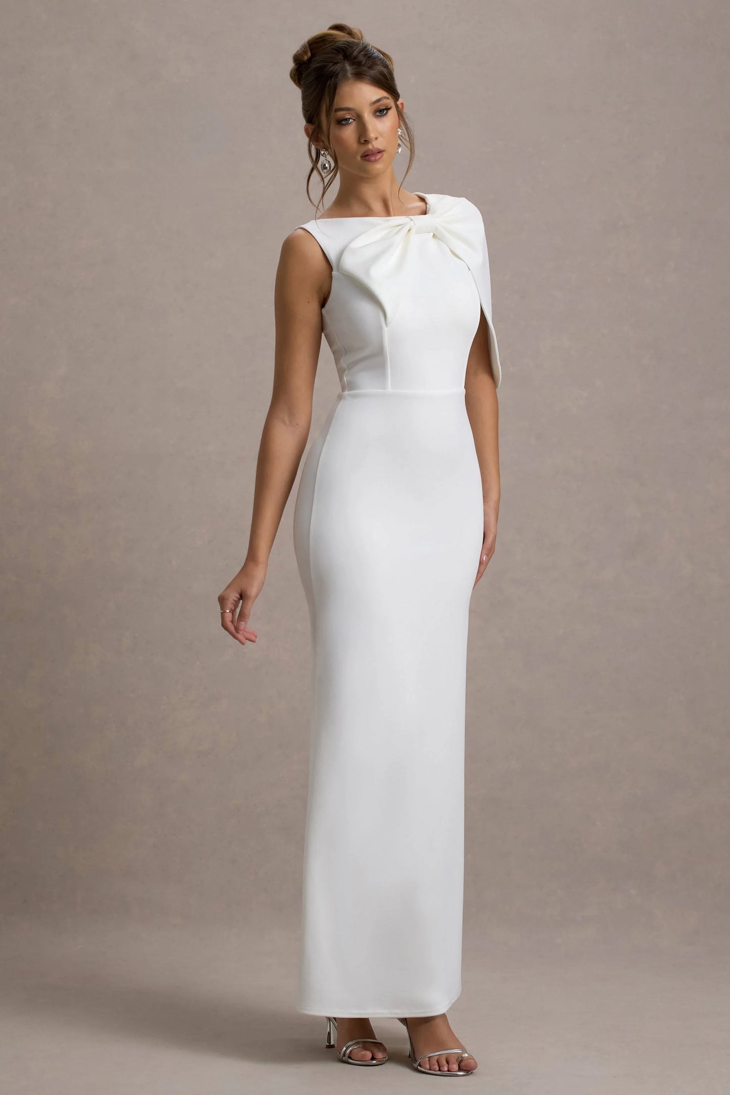 Jamela | White One-Sleeve Maxi Dress