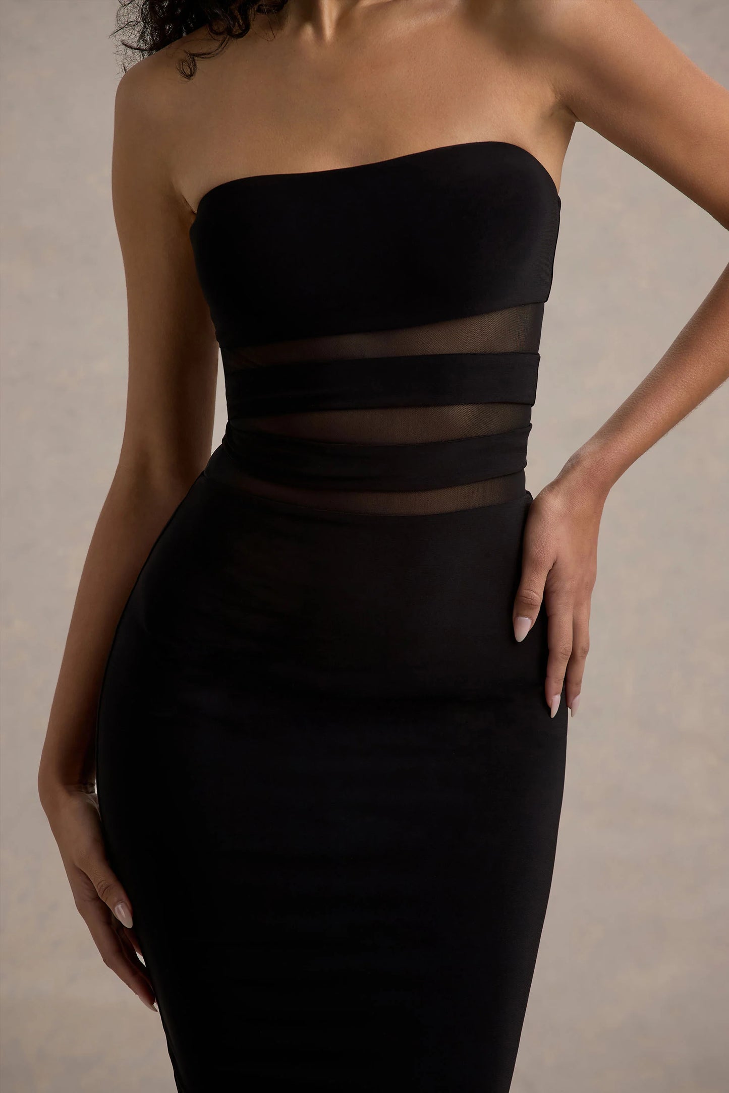 Gaia | Black High-Neck Cut-Out Maxi Dress