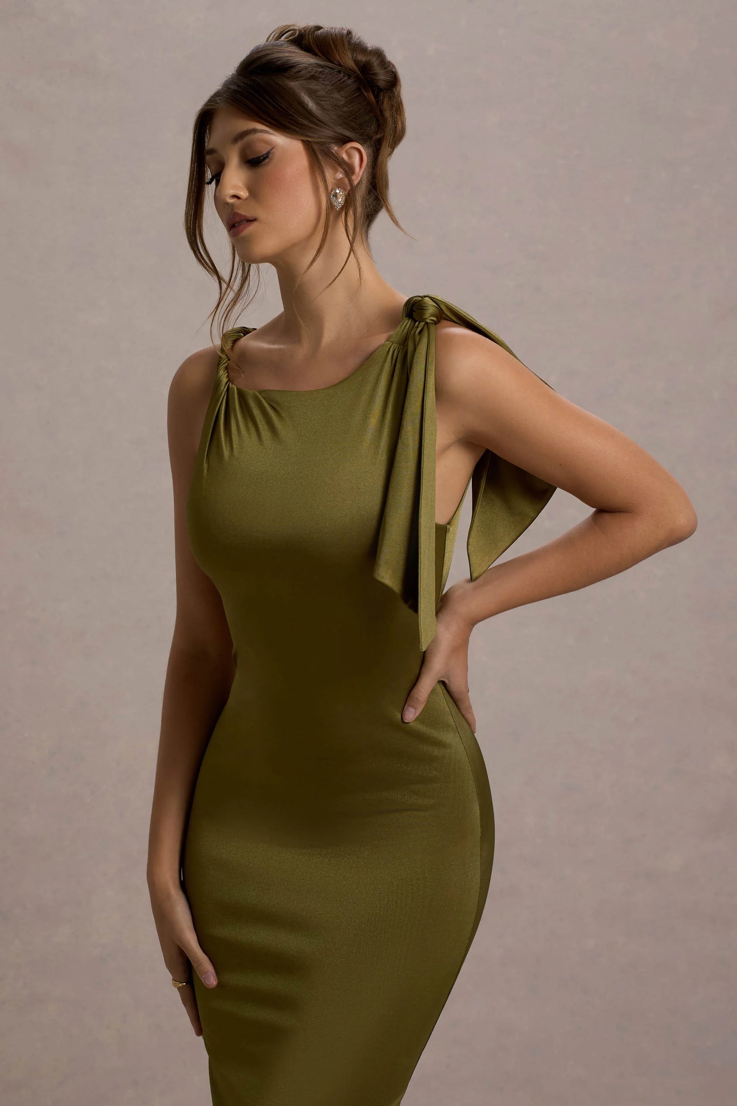 Kacey | Olive Twisted Knot Maxi Dress