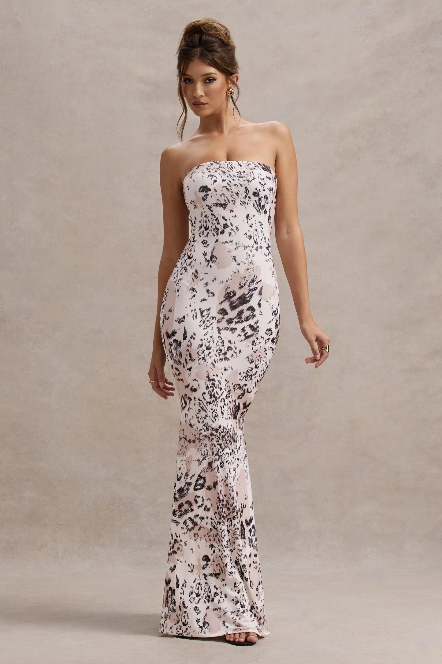 Ceremony | Leopard Print Bandeau Fishtail Maxi Dress