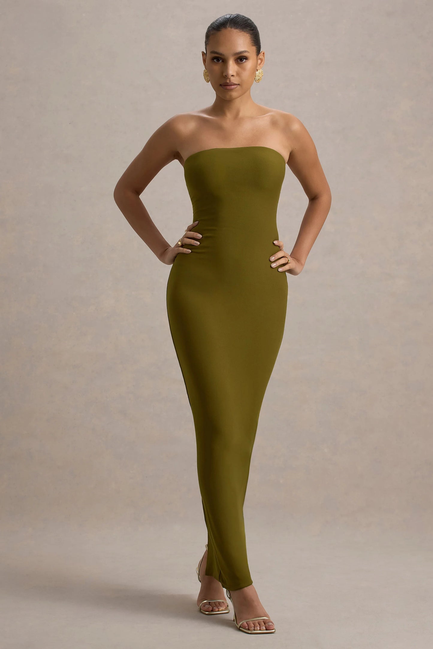 Angelie | Green Bandeau Bodycon Maxi Dress