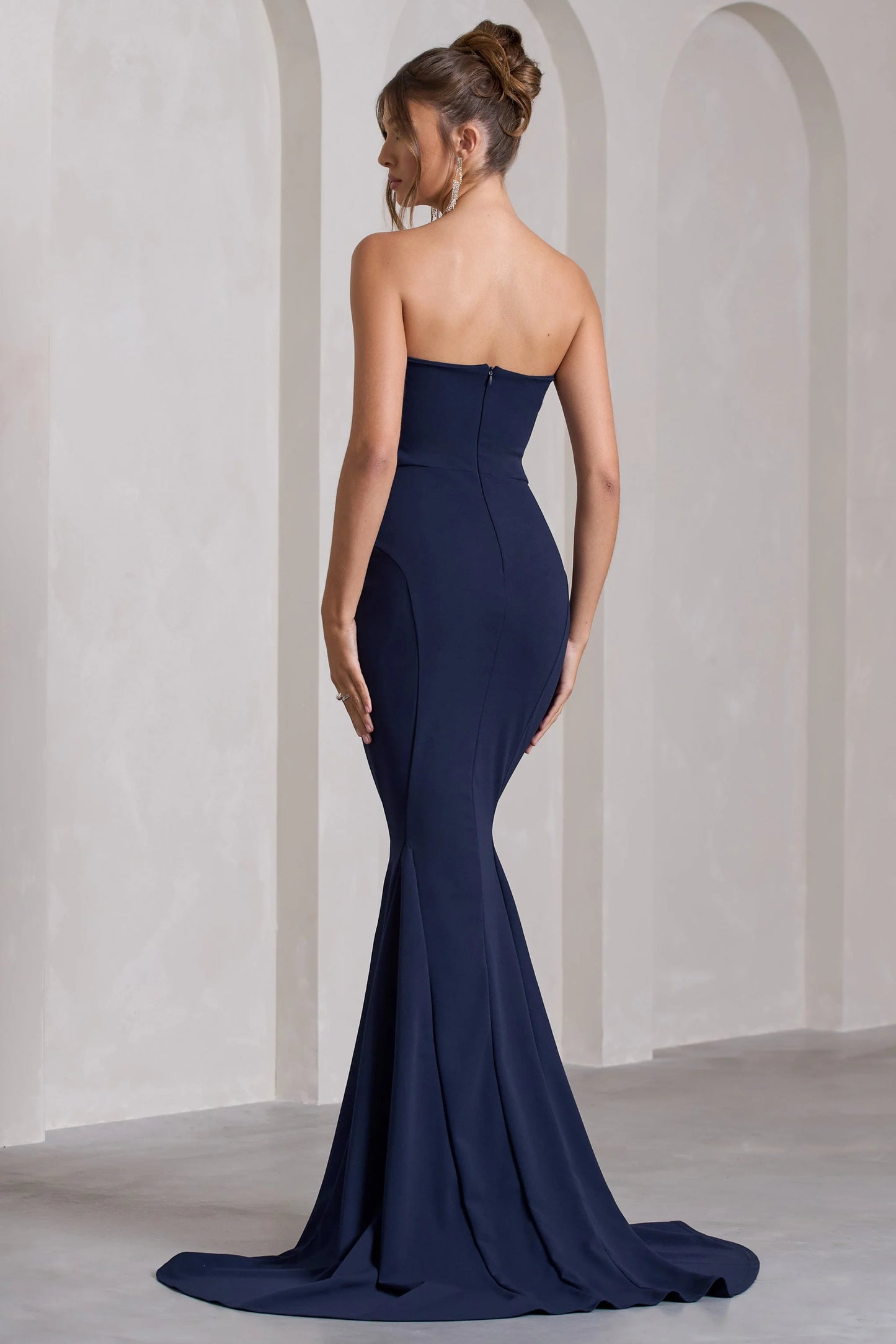 Impress Me | Navy Strapless Bandeau Fishtail Maxi Dress