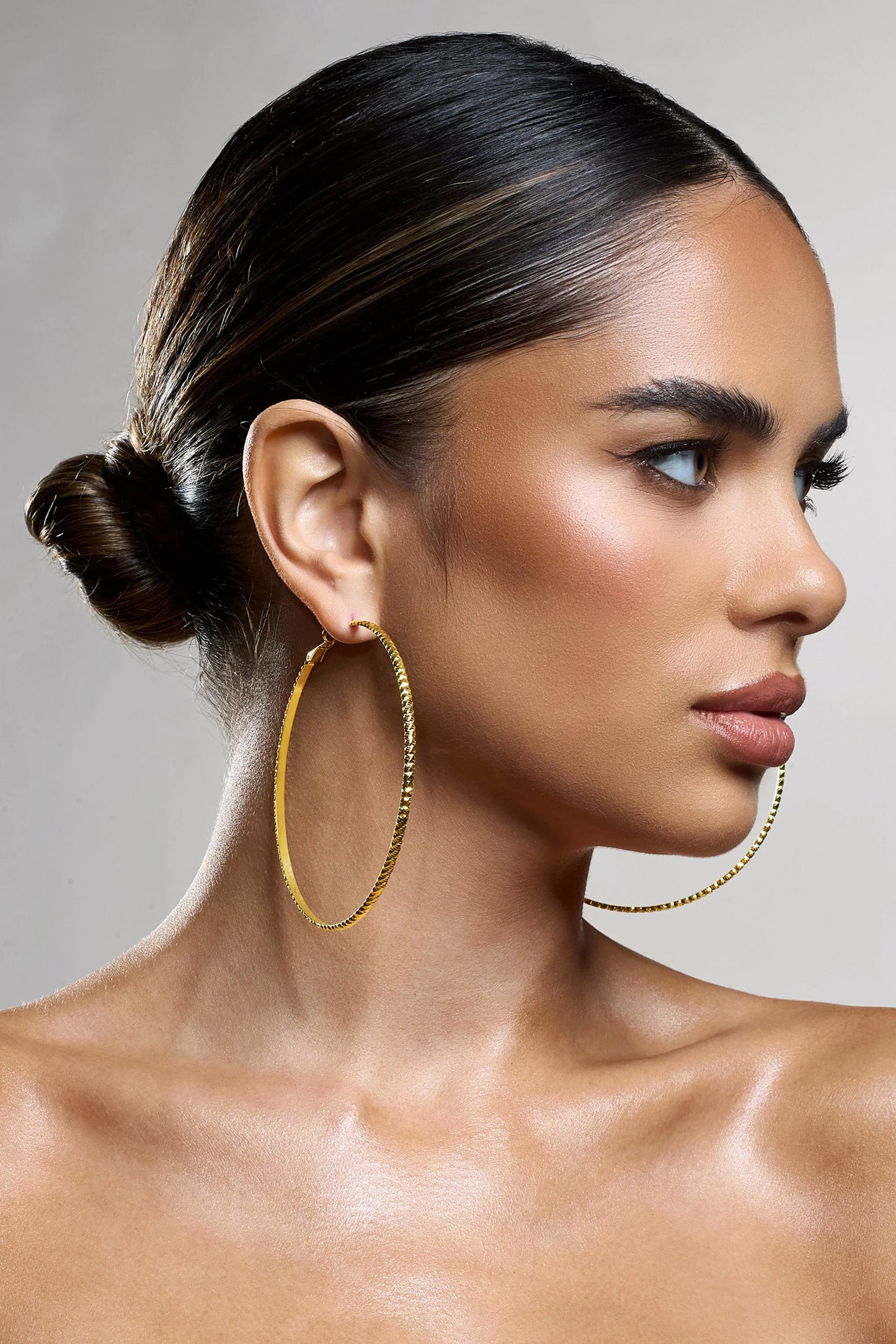 Deia | Gold Ribbed Hoop Earrings