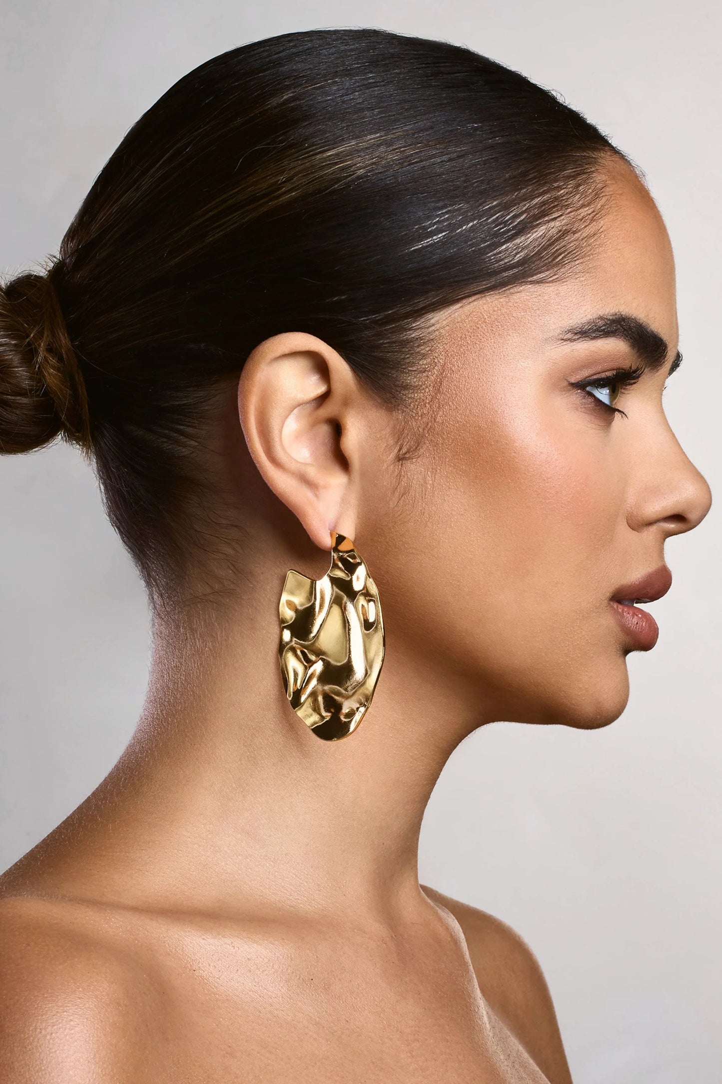 Ishani | Gold Textured Disc Earrings