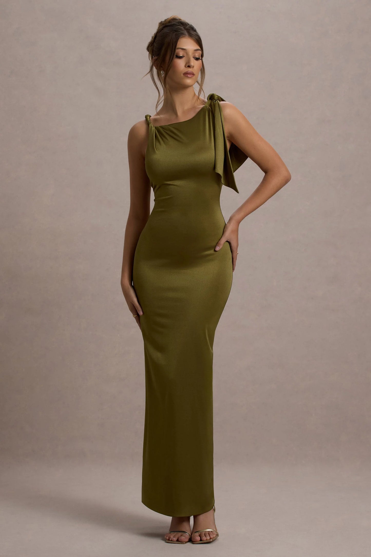 Kacey | Olive Twisted Knot Maxi Dress