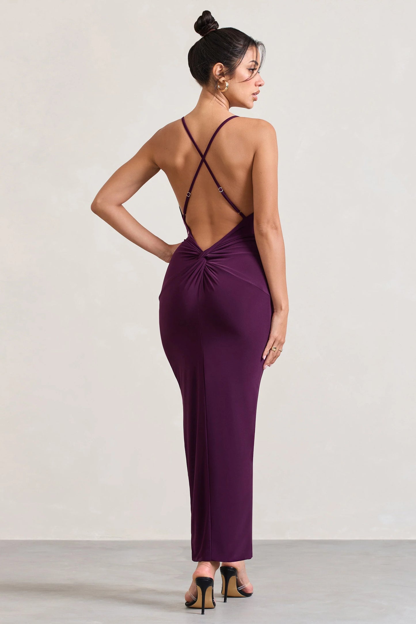 Enamour | Plum Strappy Plunge-Neck Wrap Maxi Dress