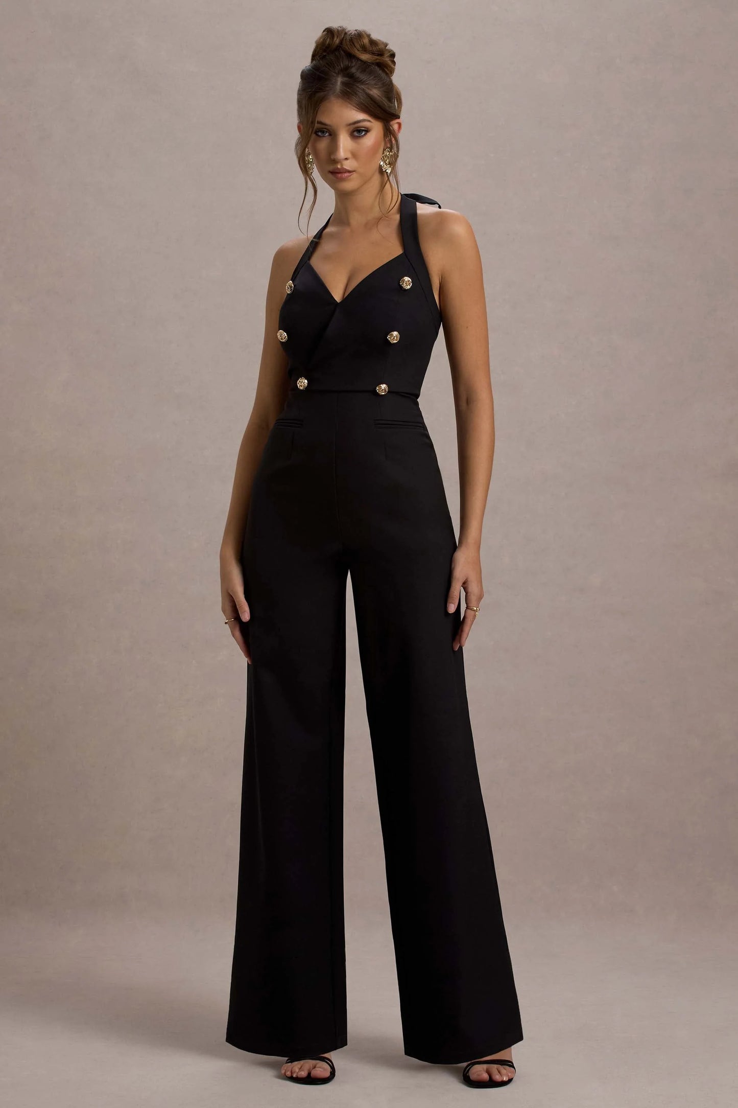 Banks | Black Tailored Halter-Neck Straight-Leg Jumpsuit