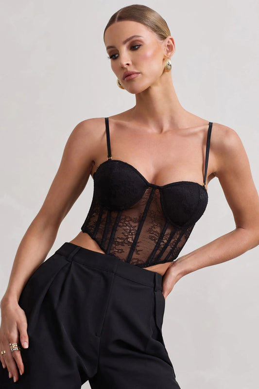 Imagination | Black Lace Structured Corset Top