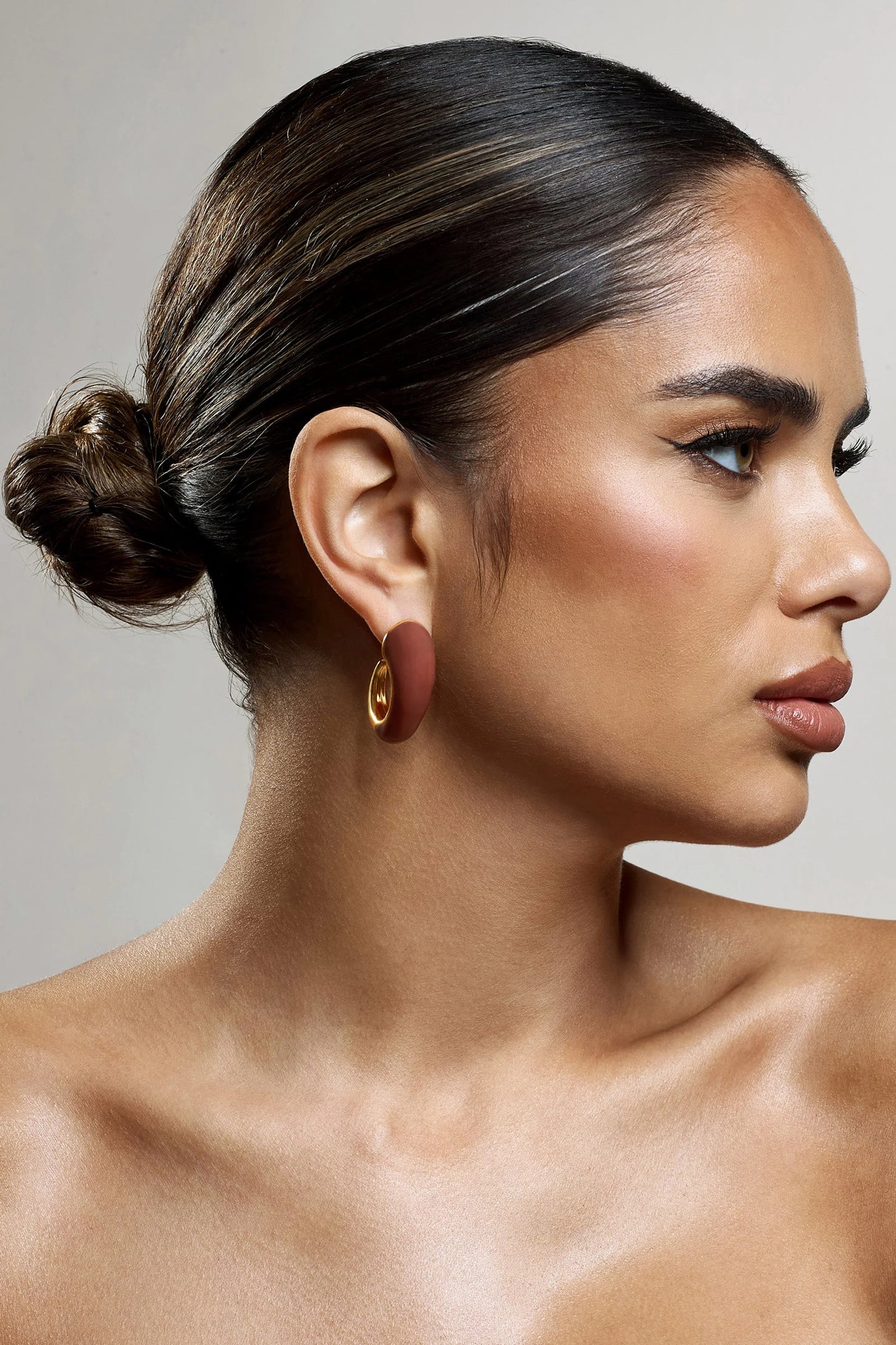 Lavern | Brown Chunky Hoop Earrings