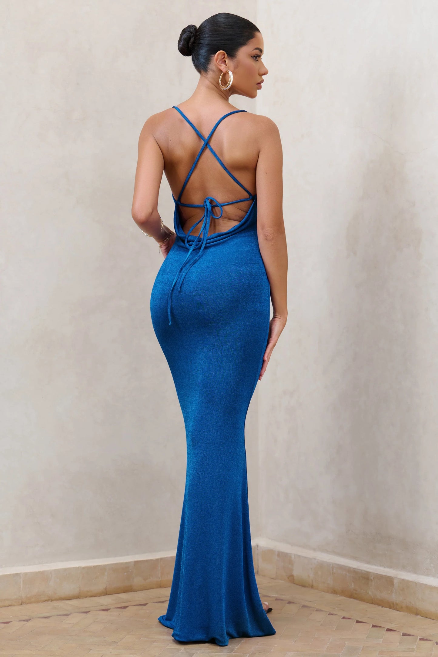 In My Feelings | Royal Blue Cowl Neck Split Maxi Dress