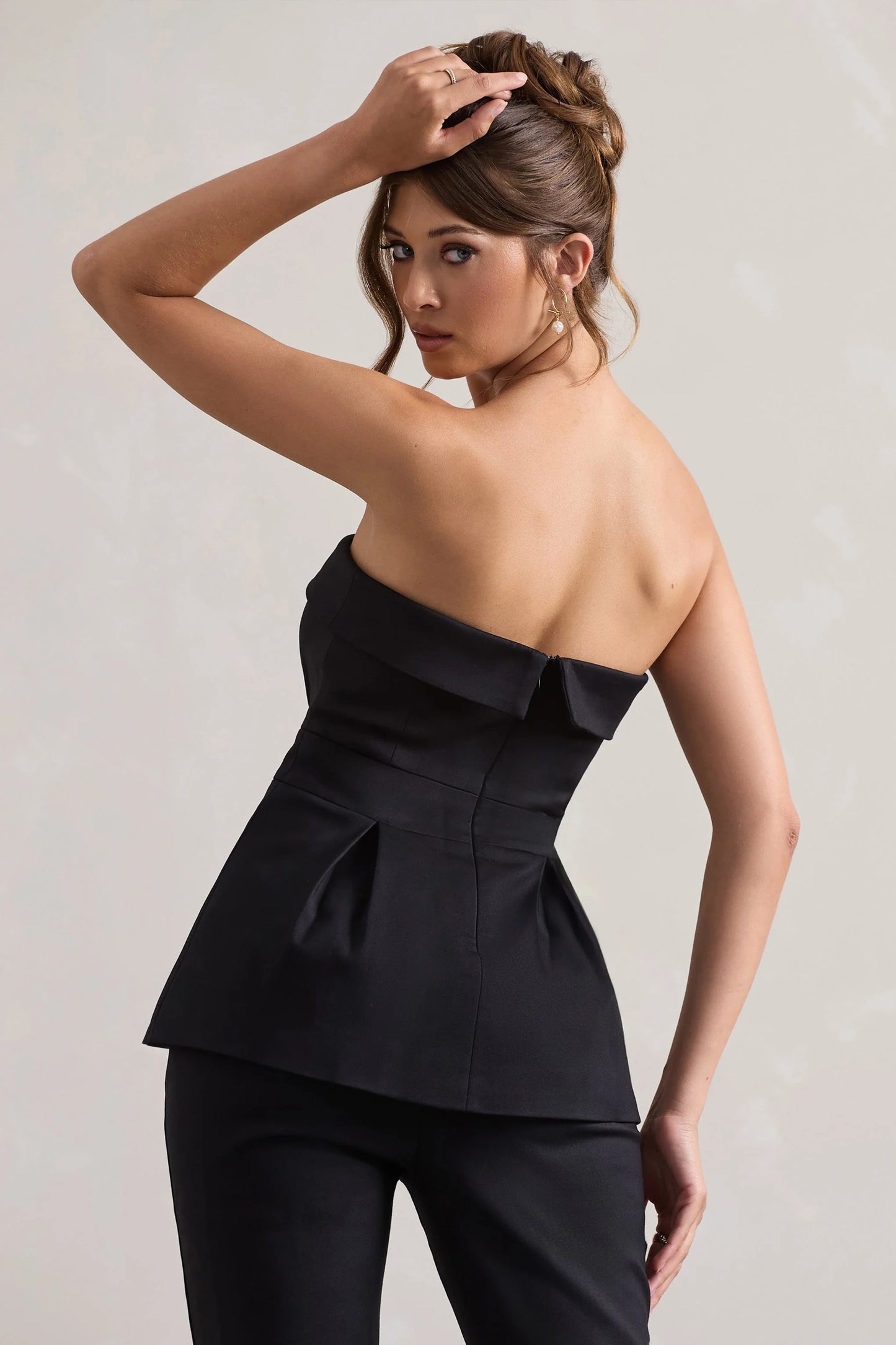 Arrow | Black Strapless Tailored Top