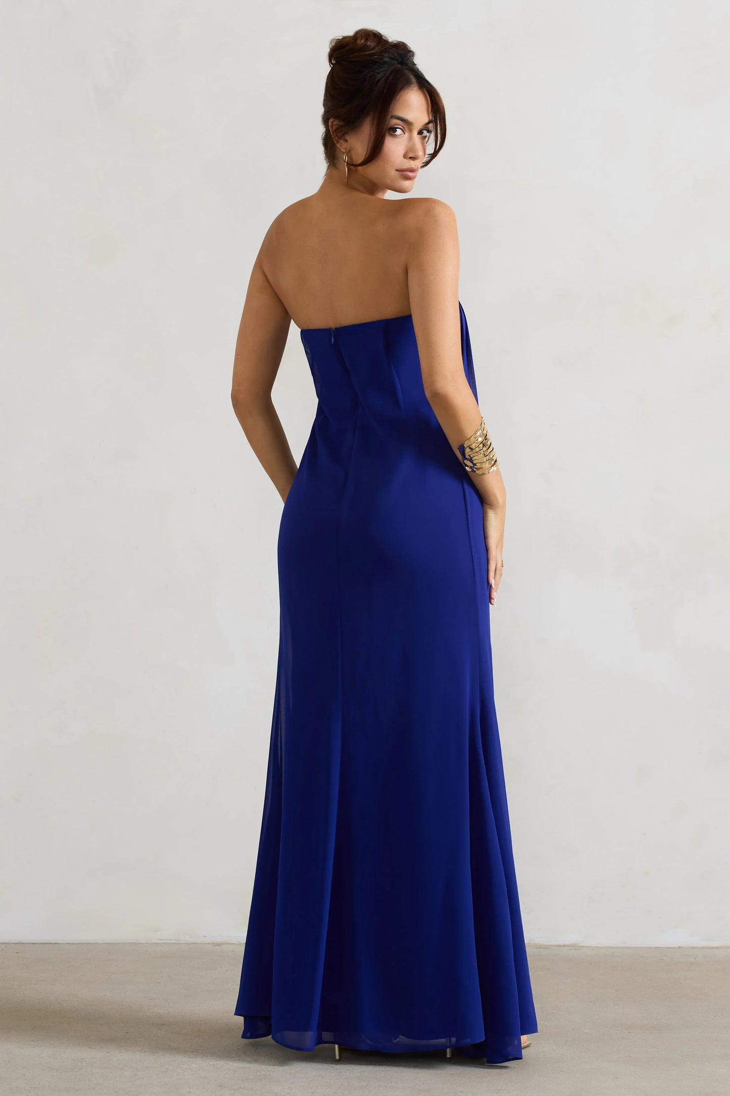 Kaz | Royal Blue Chiffon Sweetheart Maxi Dress