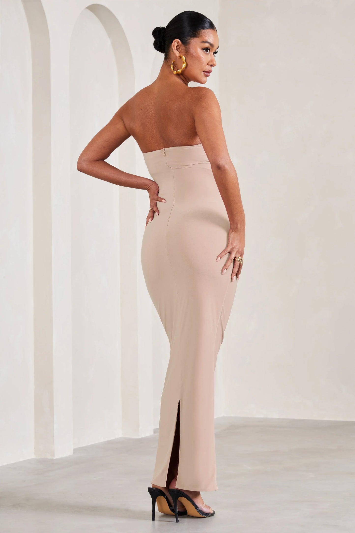 Juniper | Champagne Strapless Maternity Maxi Dress