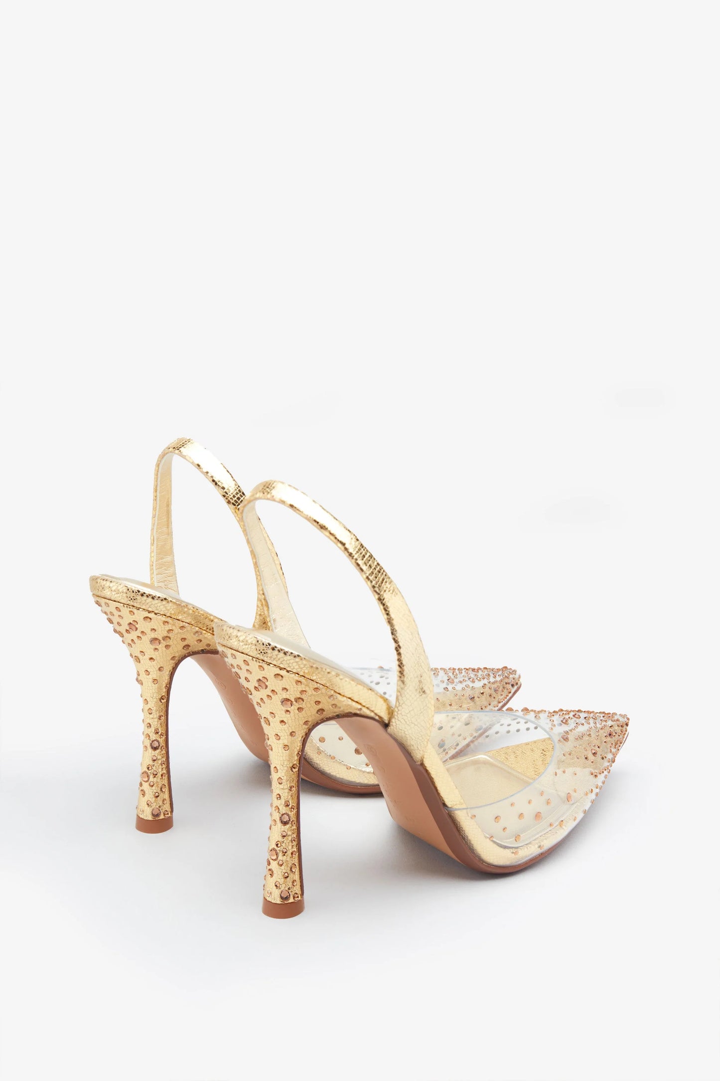 Covergirl | Gold Diamante Sling Back Pointed Heels