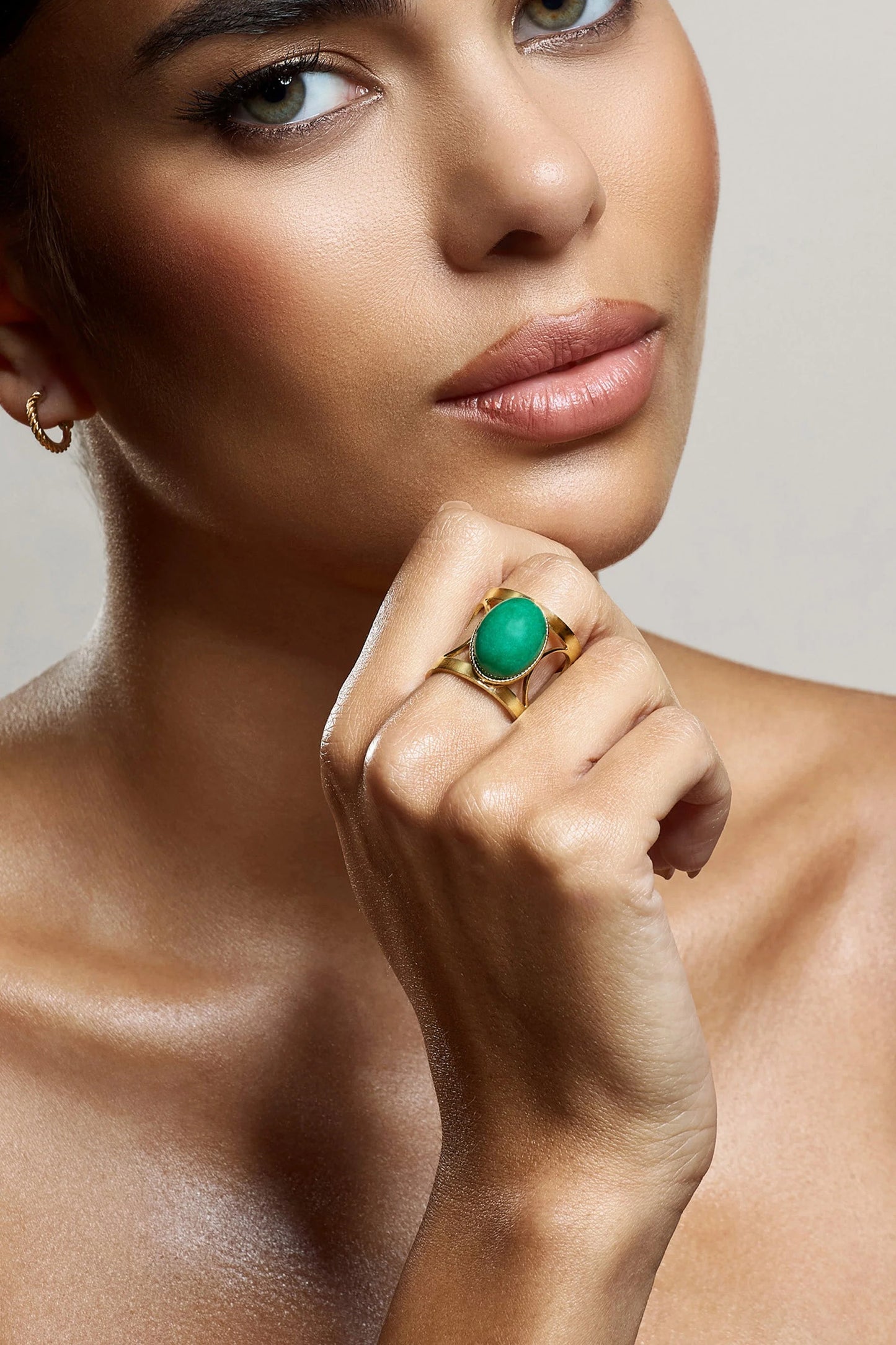 Caspian | Green Pendant Adjustable Ring