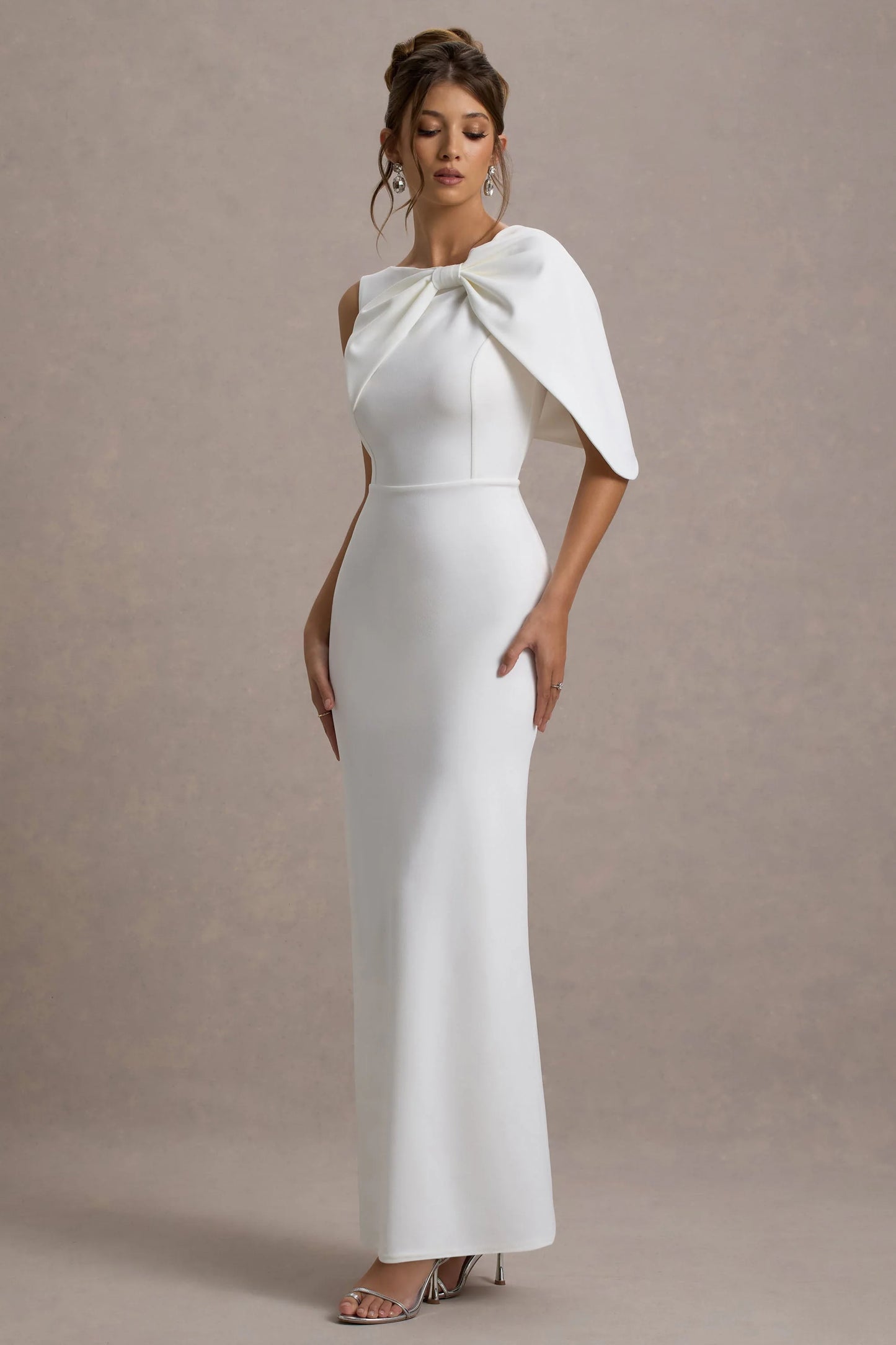 Jamela | White One-Sleeve Maxi Dress