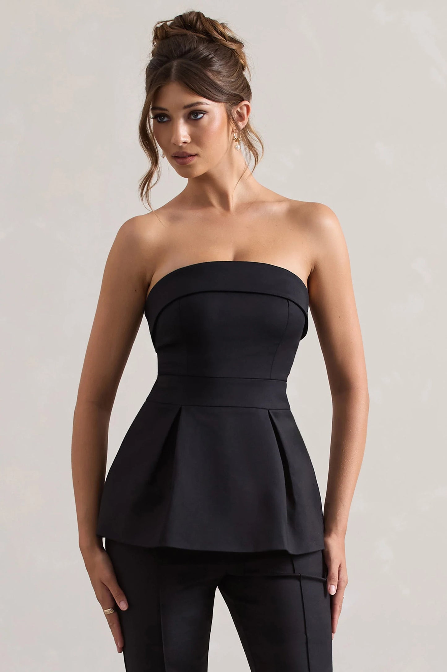 Arrow | Black Strapless Tailored Top