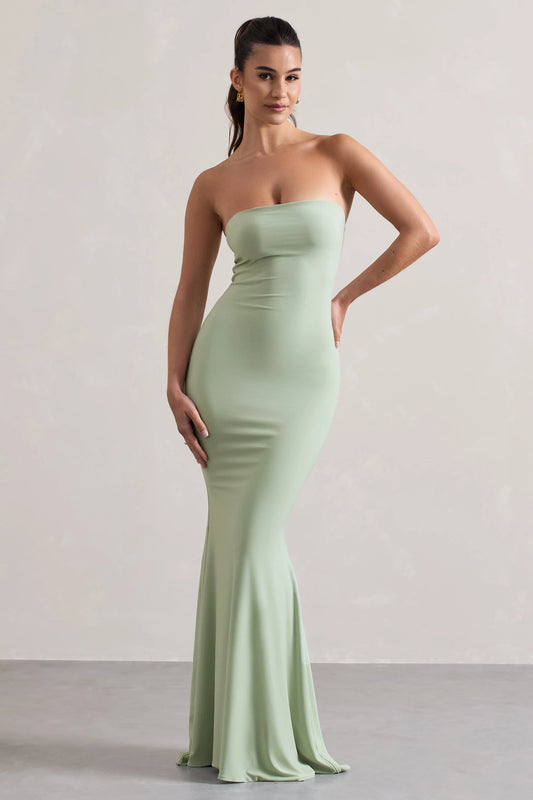 Ceremony | Pale Green Bandeau  Maxi Dress