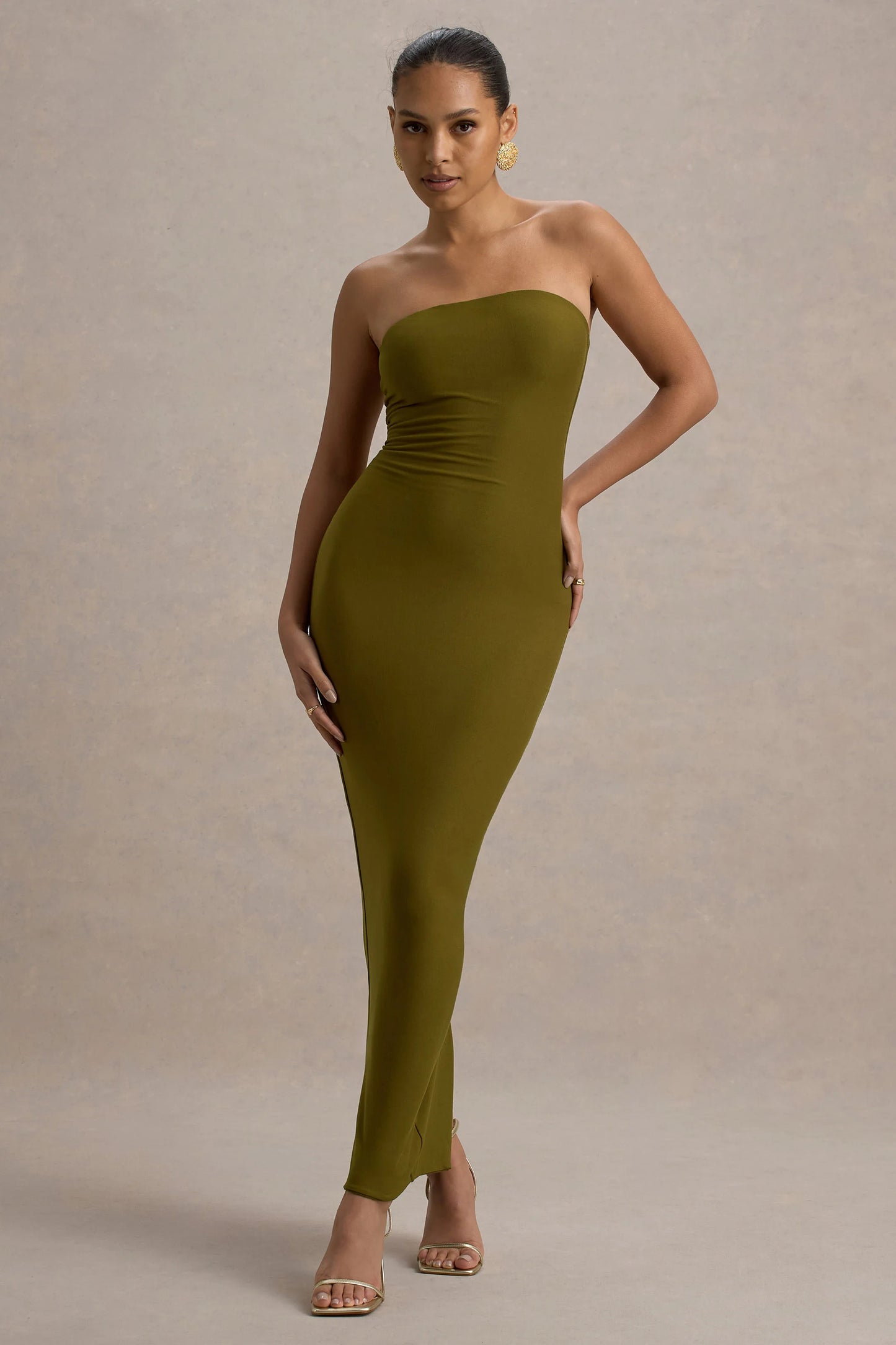 Angelie | Green Bandeau Bodycon Maxi Dress