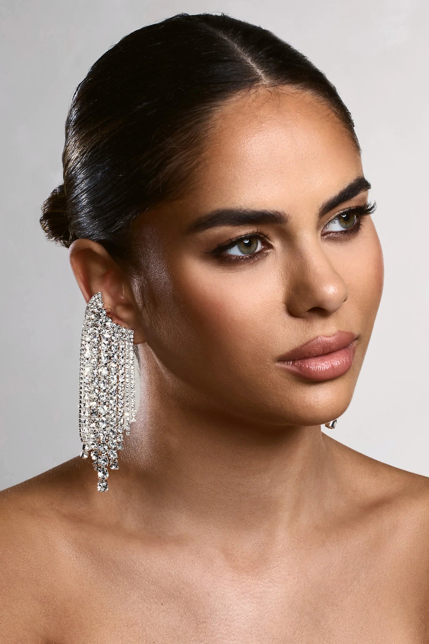 Christine | Silver Diamante Drop Earrings