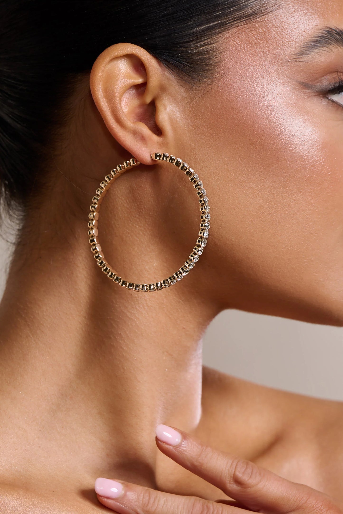 Jude | Gold Diamante Large Hoop Earrings