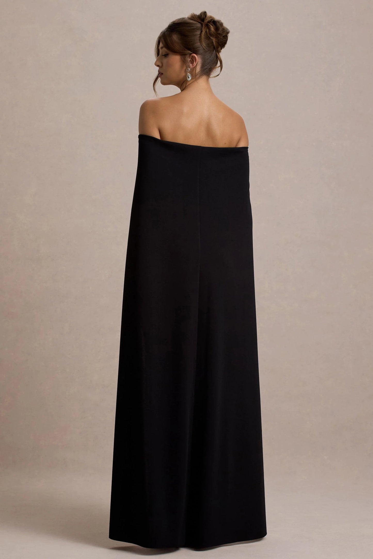 Genovia | Black Bardot Cape Maxi Dress