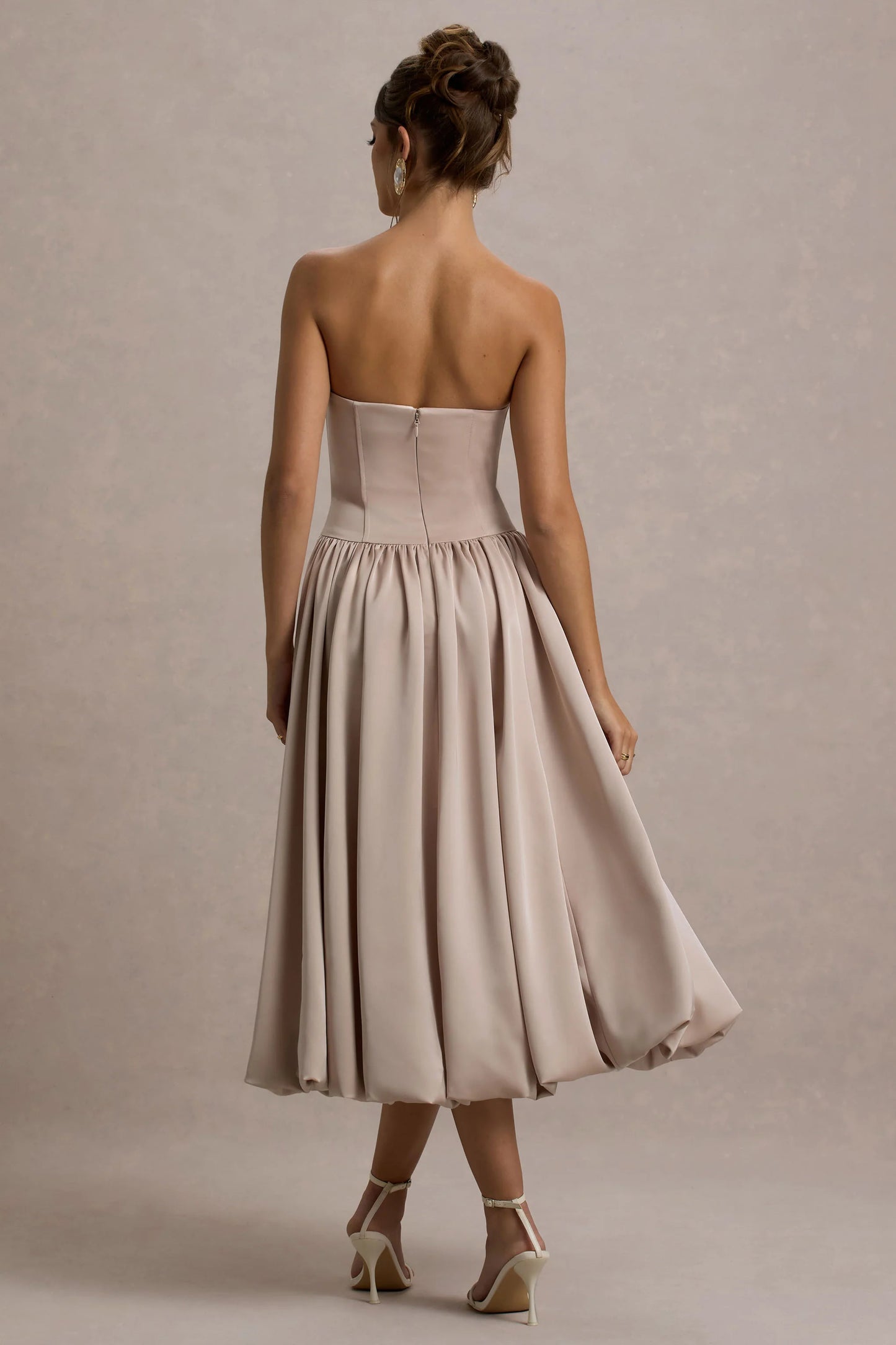 Keyton | Champagne Satin Bandeau Midi Dress