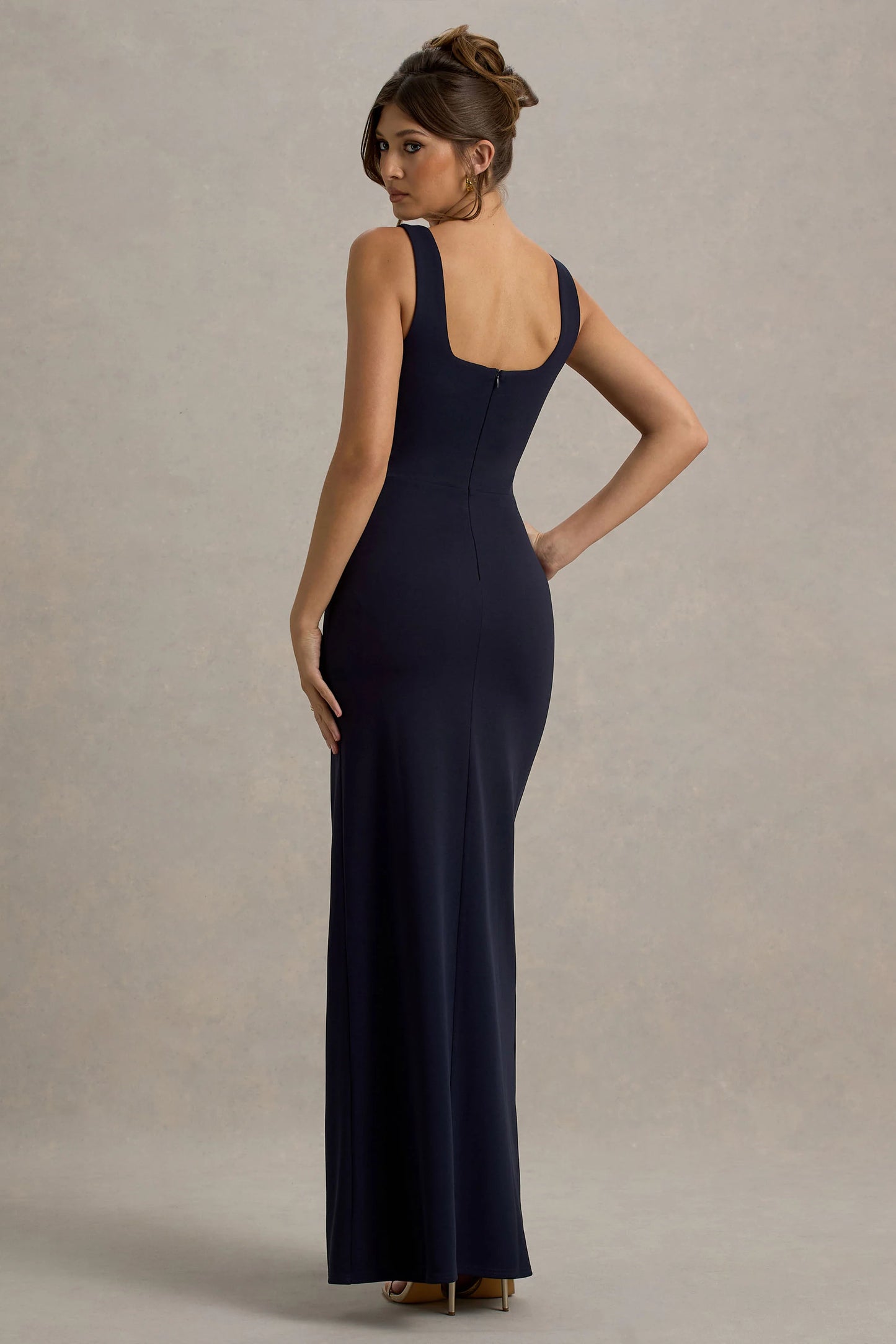 Ashburn | Navy Strappy Sweetheart Split Maxi Dress