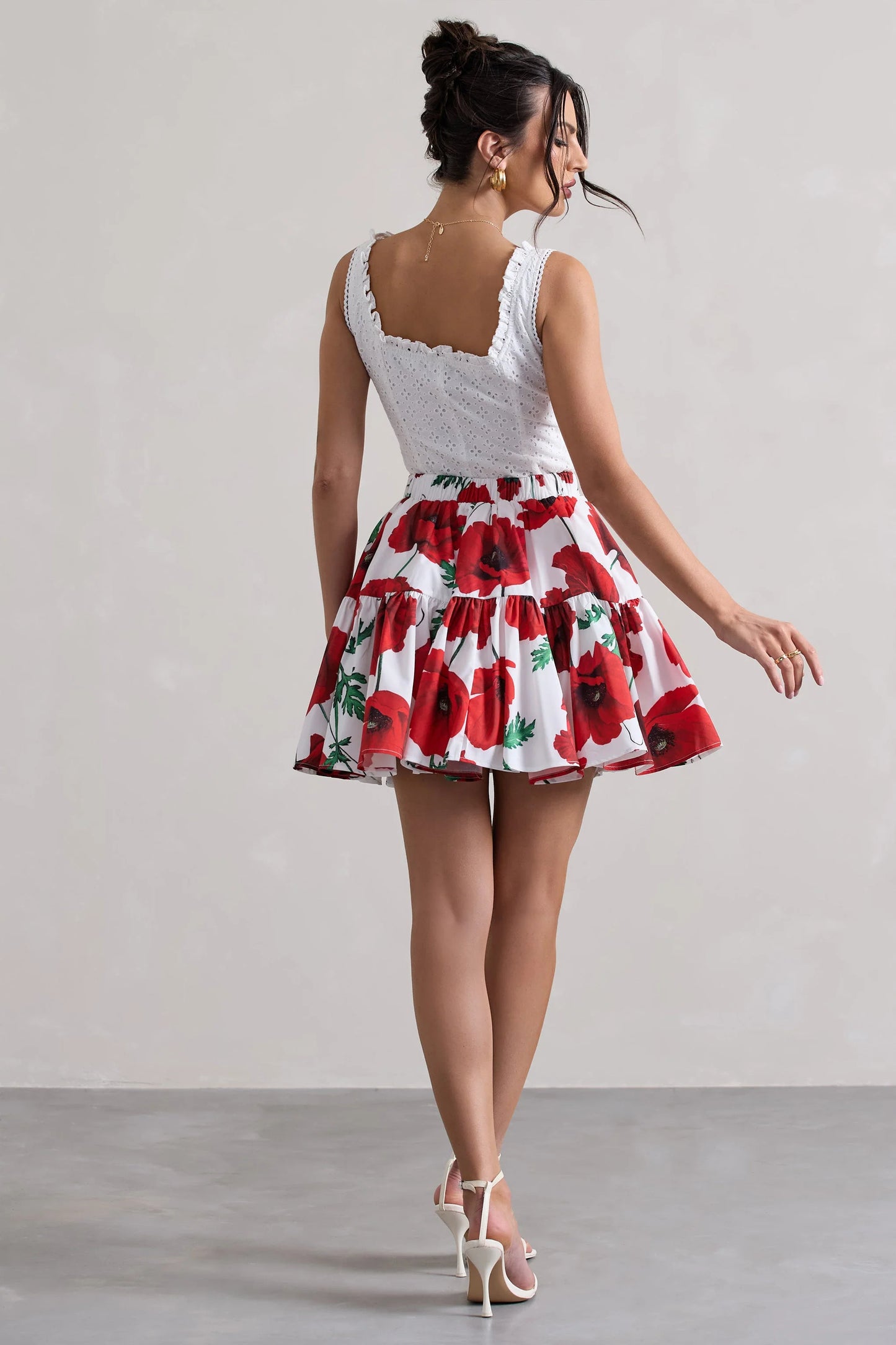 Isola | Poppy Print Poplin Tired Mini Skirt