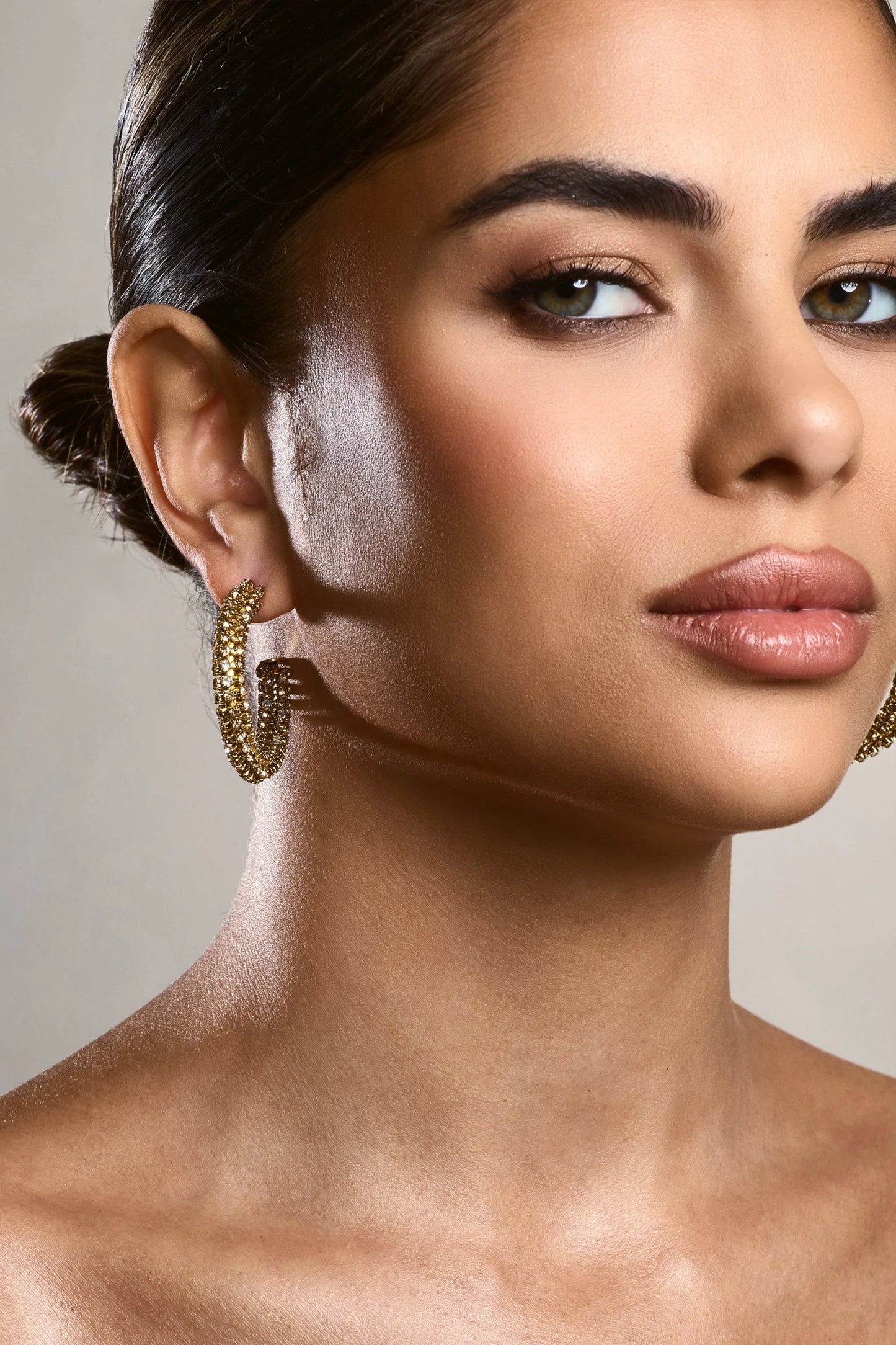 Ebony | Bronze Diamante Chunky Hoop Earrings