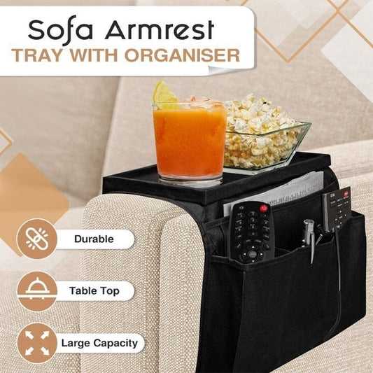 🔥🔥Sofa Armrest Tray With Organiser